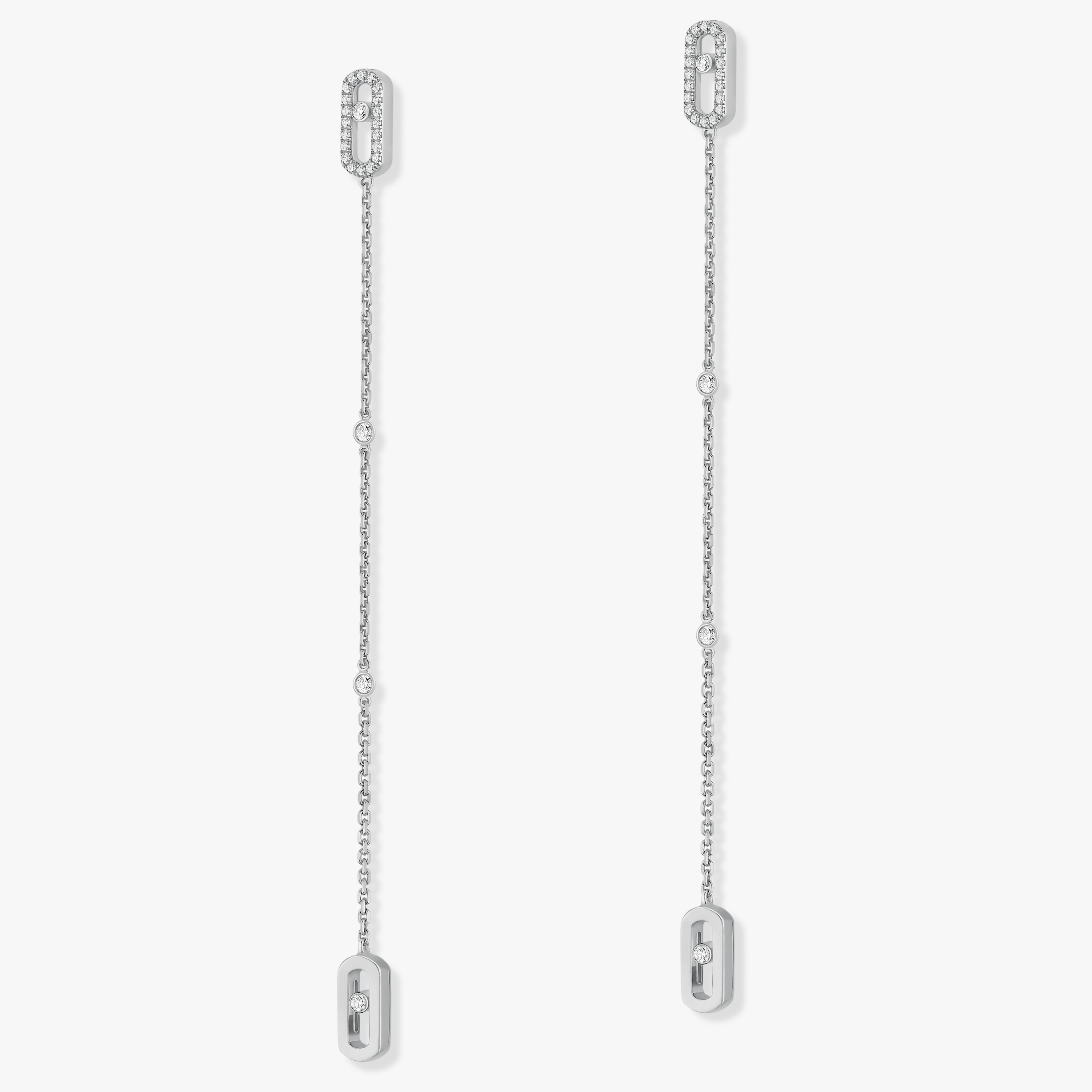 Boucles d'oreilles Femme Or Blanc Diamant Pendantes Move Uno 11321-WG