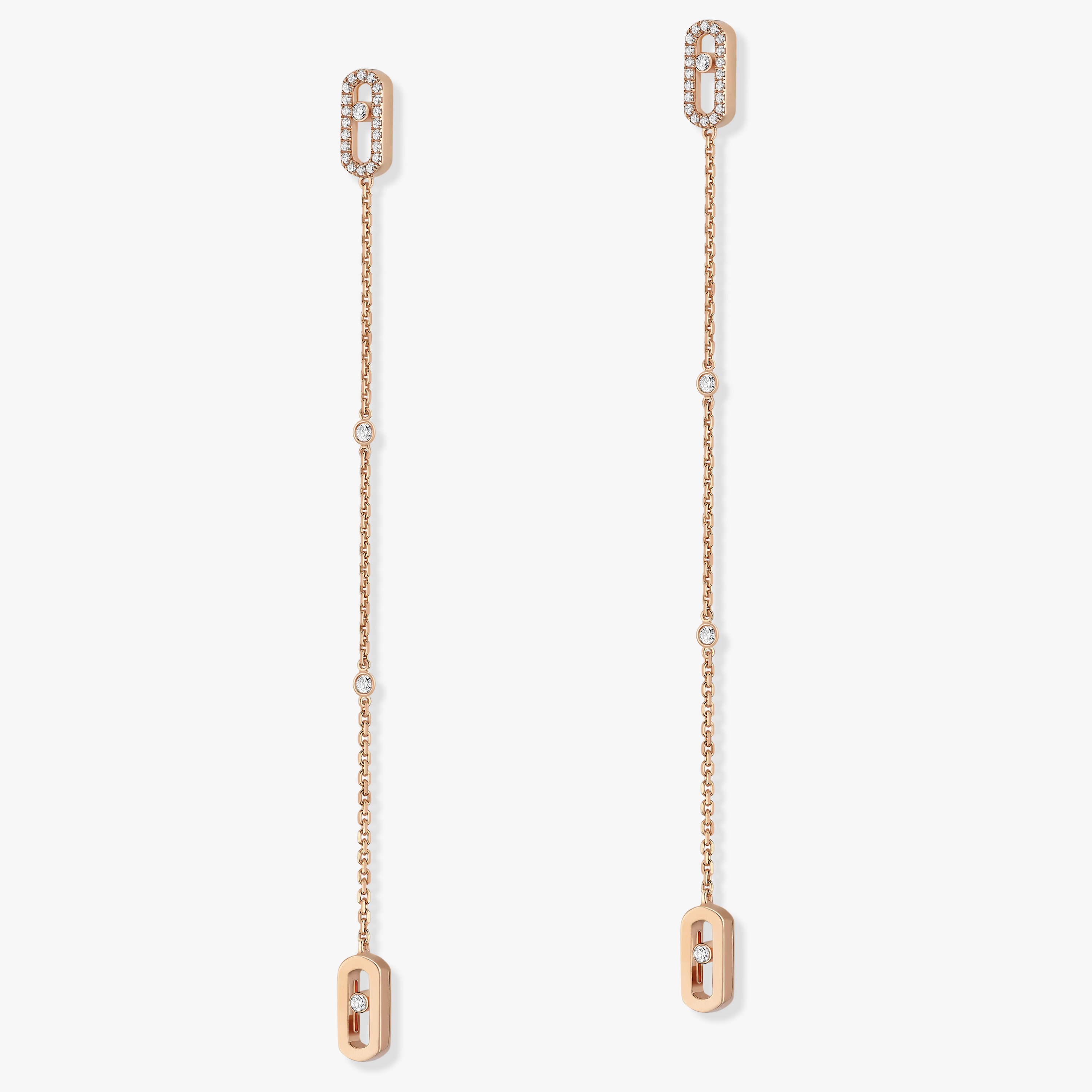 Move Uno Pendant Earrings Pink Gold For Her Diamond Earrings 11321-PG