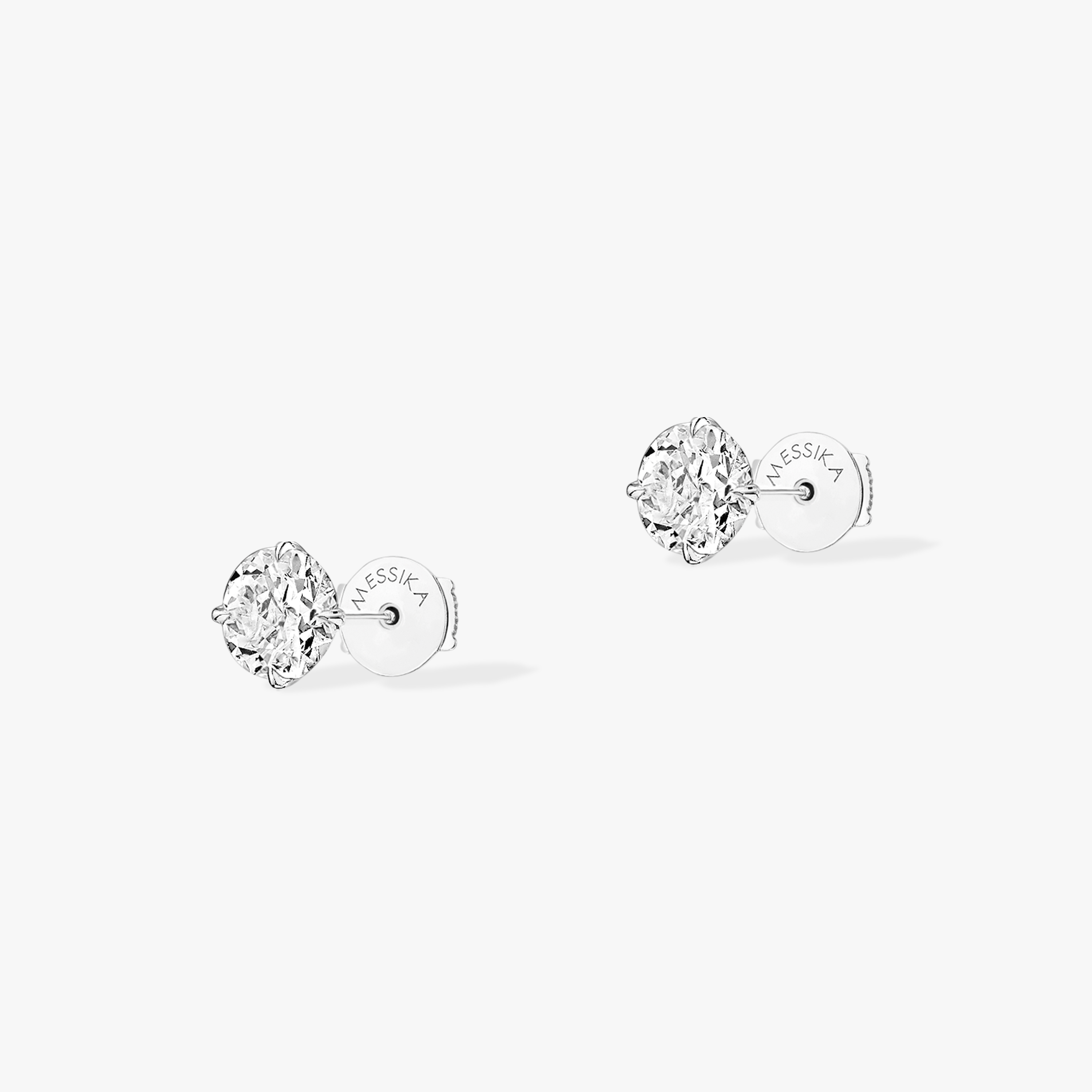 Boucles d'oreilles Femme Or Blanc Diamant Puces Brillant 08630-WG