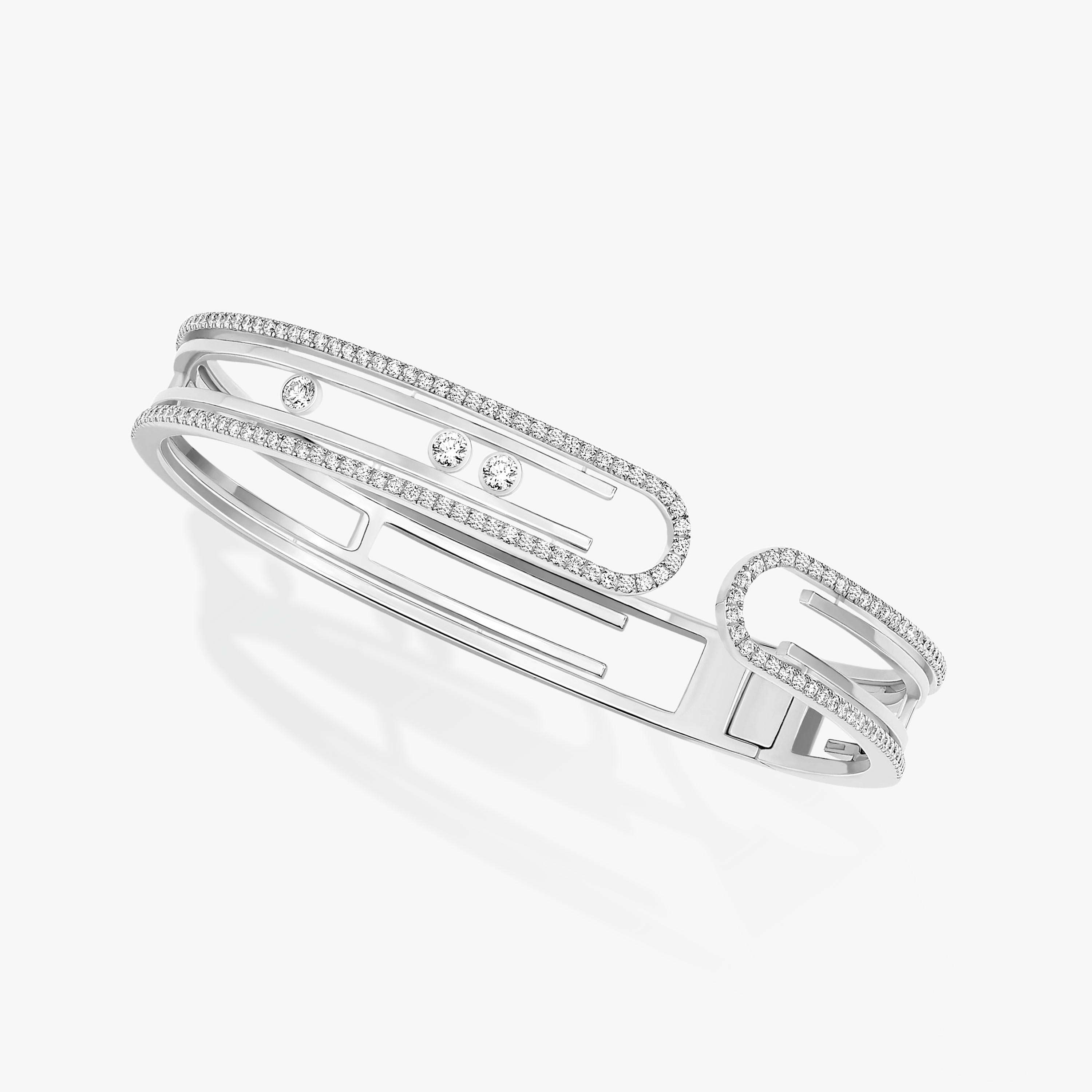 Bracelet Femme Or Blanc Diamant Bangle Move 10th 11426-WG