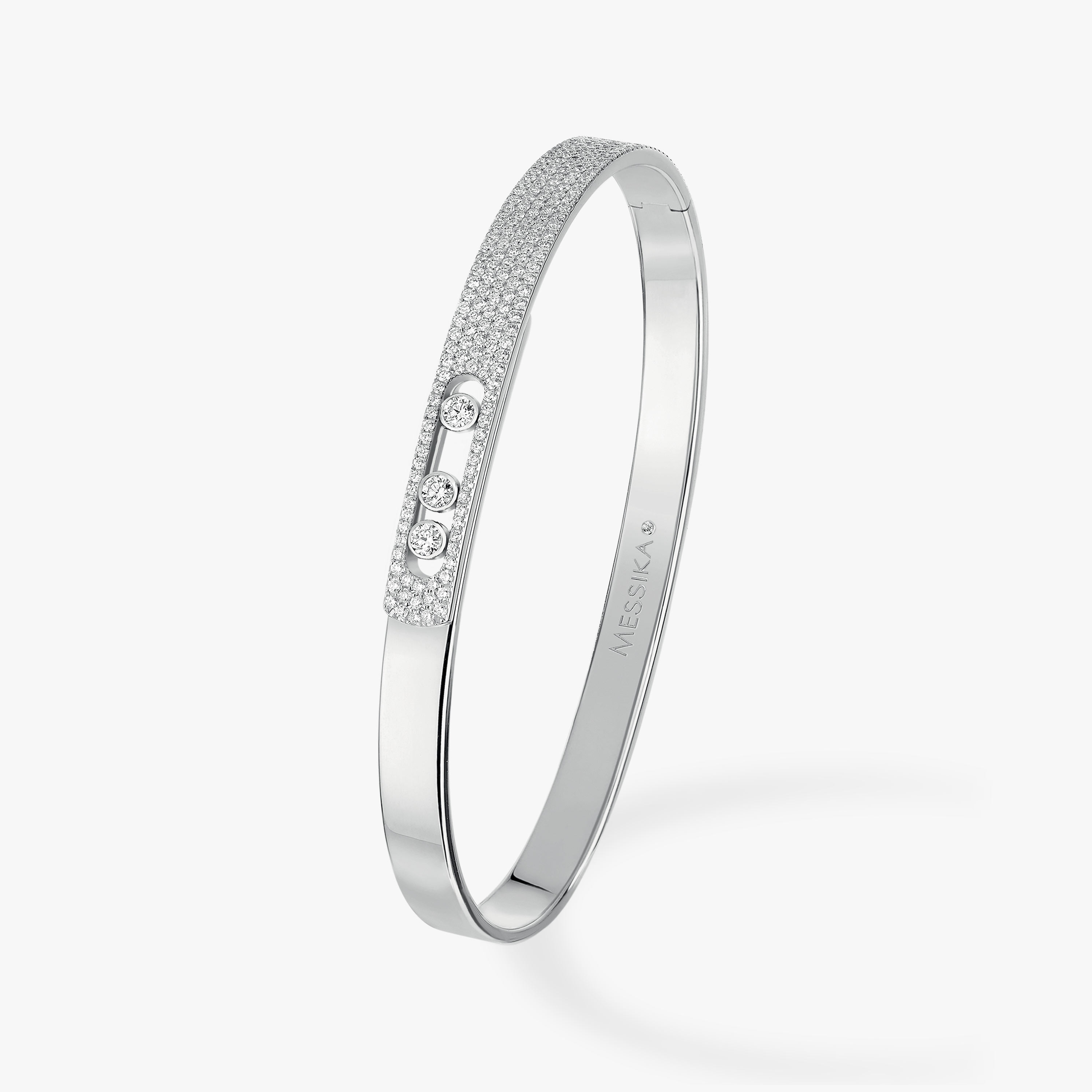 White Gold Pav Diamond Bangle Bracelet Move Noa Messika 10093 WG