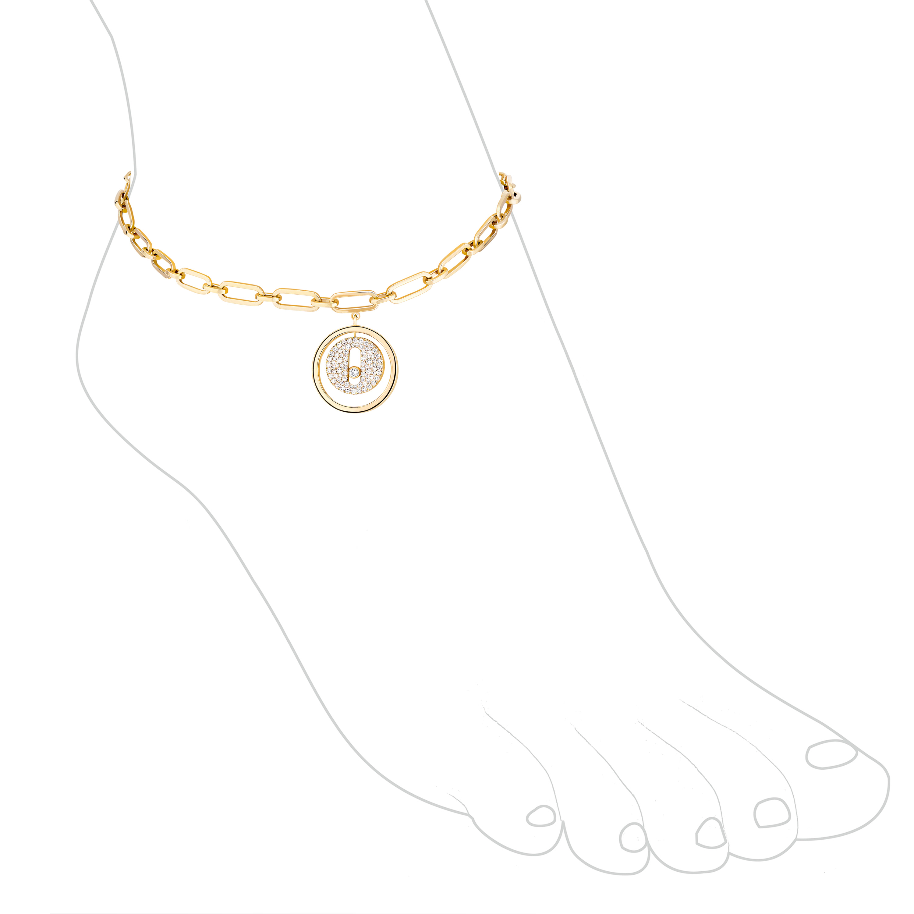 Bracelet For Her Yellow Gold Diamond Lucky Move Diamond Pavé Ankle Bracelet 12151-YG