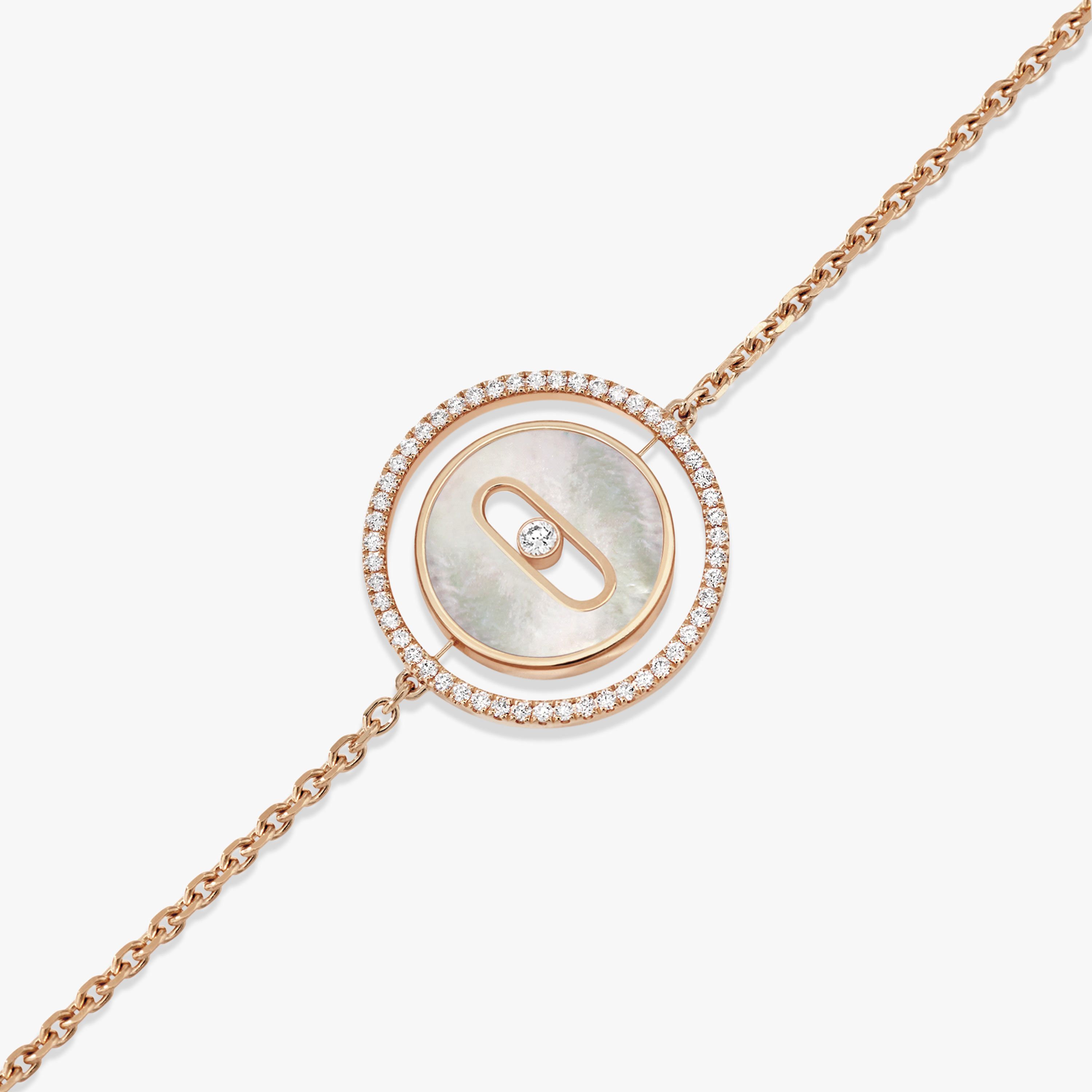 Bracelet For Her Pink Gold Diamond Lucky Move SM White Mother-of-Pearl 11653-PG