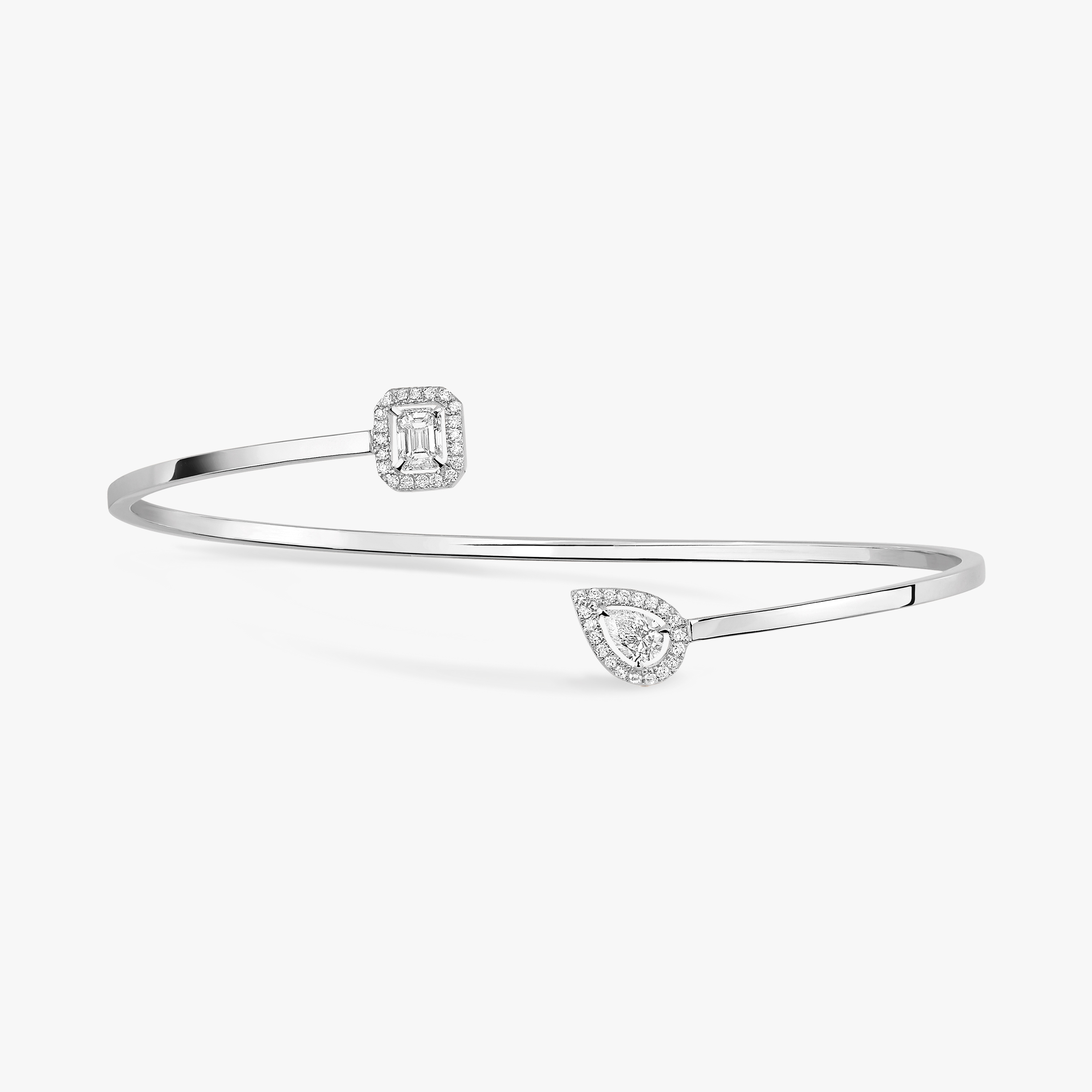 Bracelet Femme Or Blanc Diamant Jonc My Twin Toi & Moi 0,15ct 07222-WG