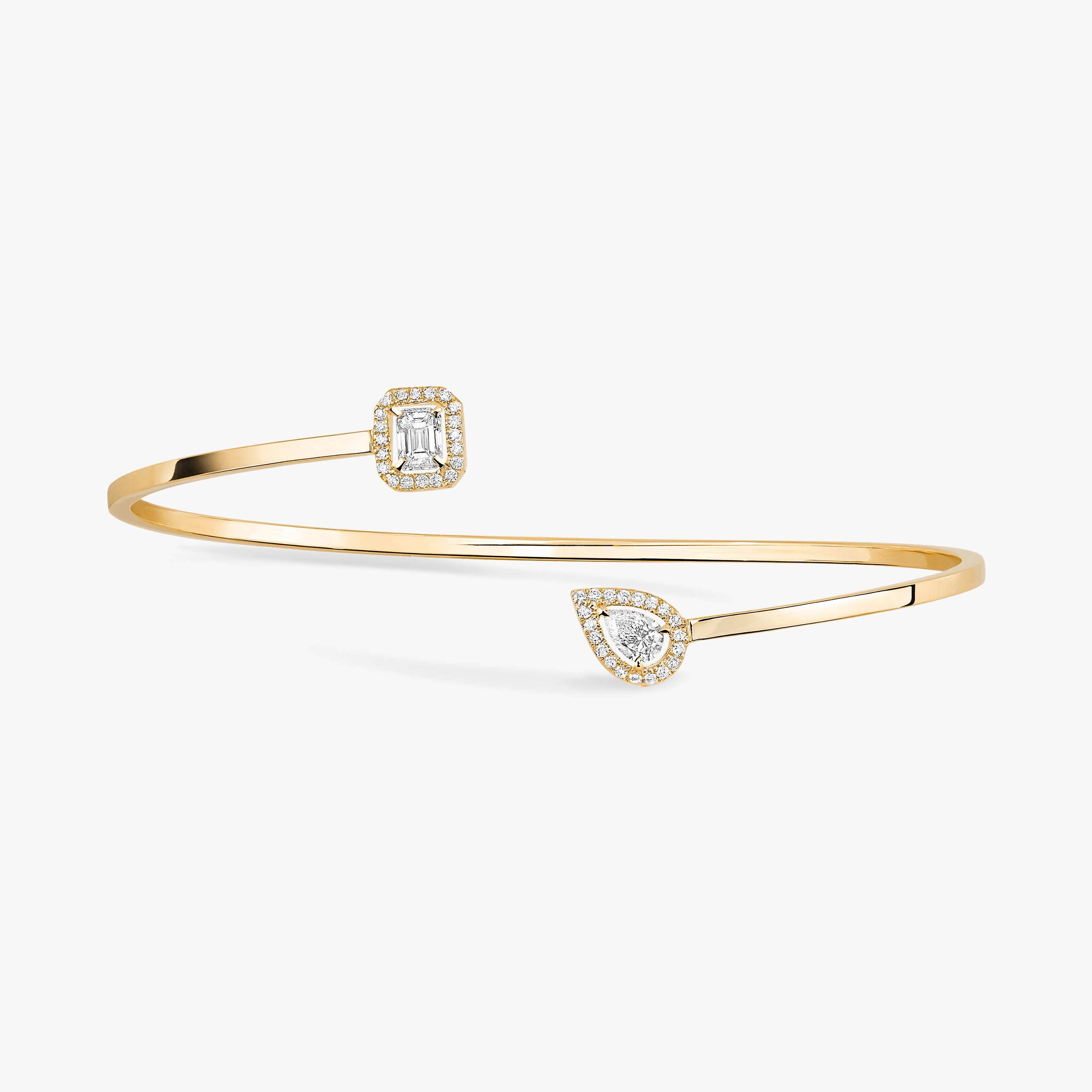 My Twin Toi & Moi Thin Bangle 0.15ct x2 Yellow Gold For Her Diamond Bracelet 07222-YG