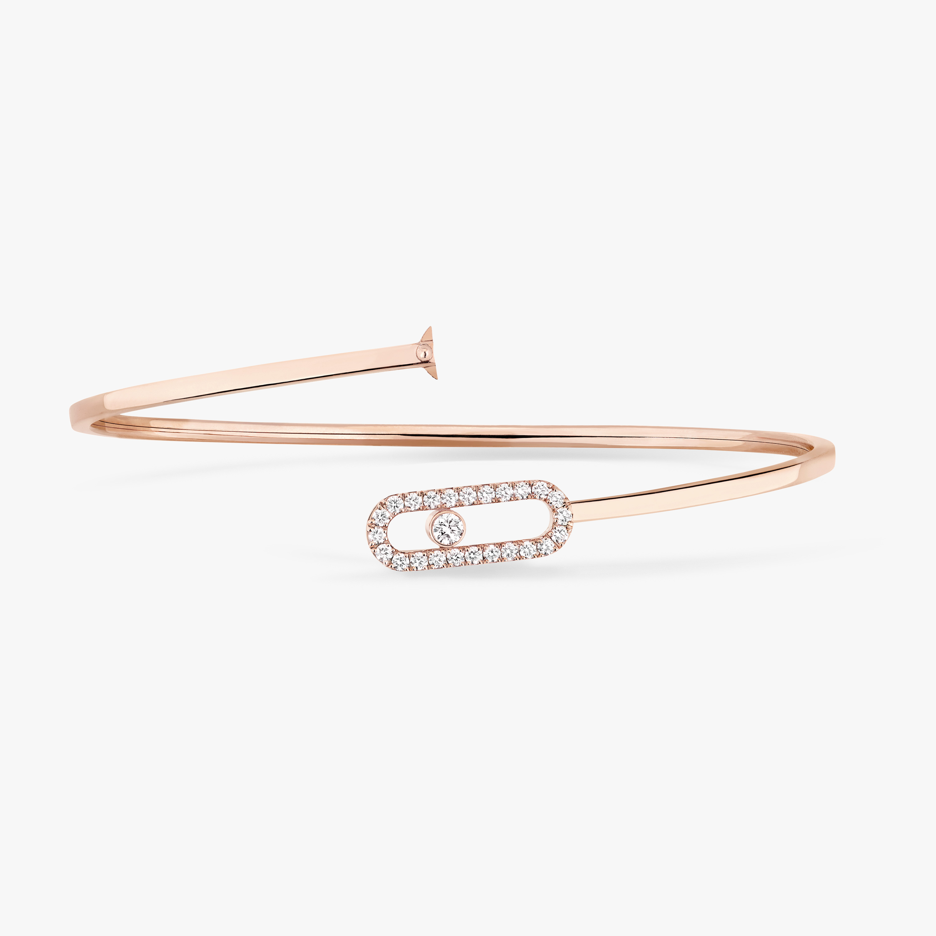 Bracelet For Her Pink Gold Diamond Move Uno Pavé Flex Bangle MM 12057-PG