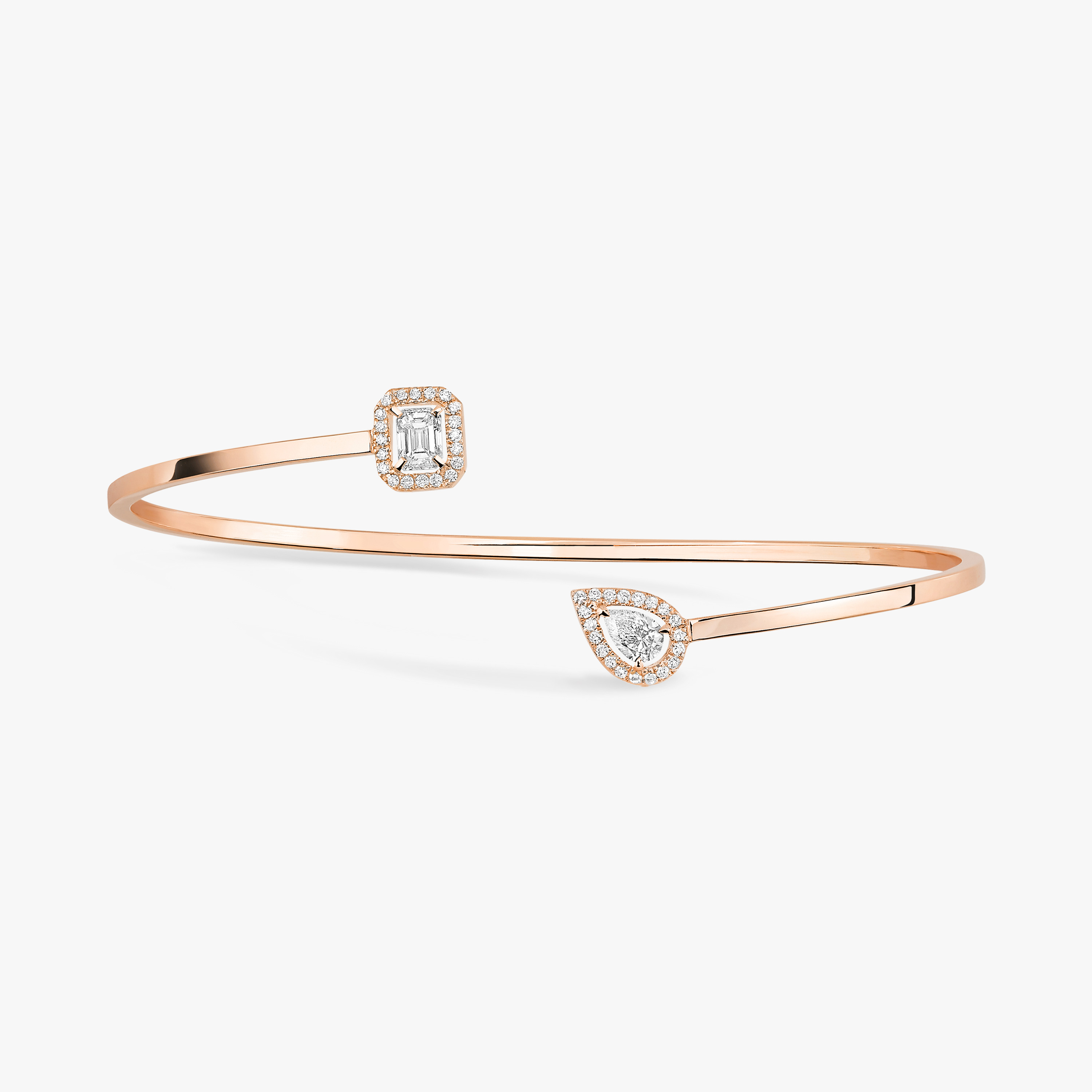 My Twin Toi & Moi Thin Bangle 0.15ct x2 Pink Gold For Her Diamond Bracelet 07222-PG