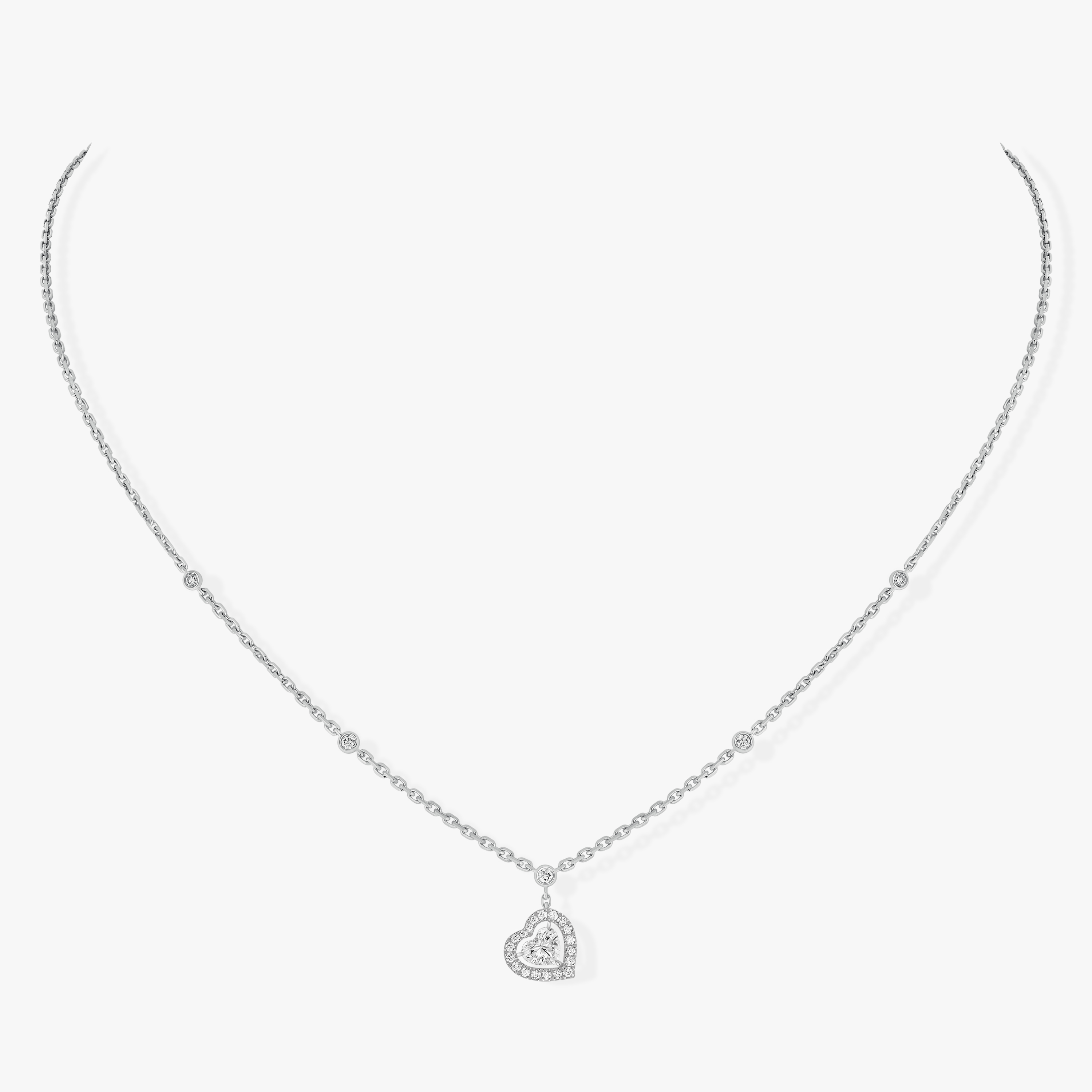 Collier Femme Or Blanc Diamant Collier Joy diamant cœur 0,15ct 11437-WG