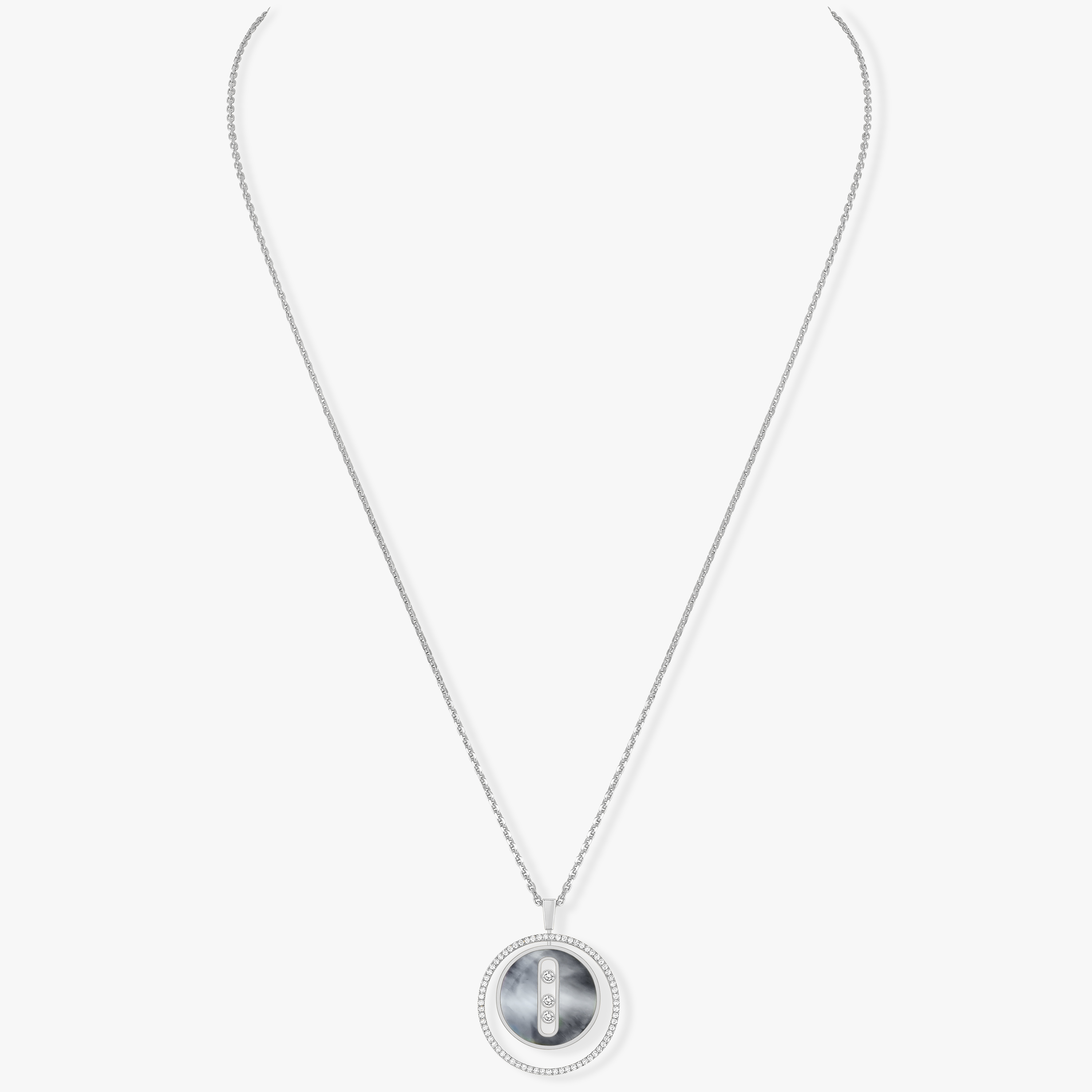 Necklace For Her White Gold Diamond Grey mother-of-pearl Lucky Move MM 10837-WG