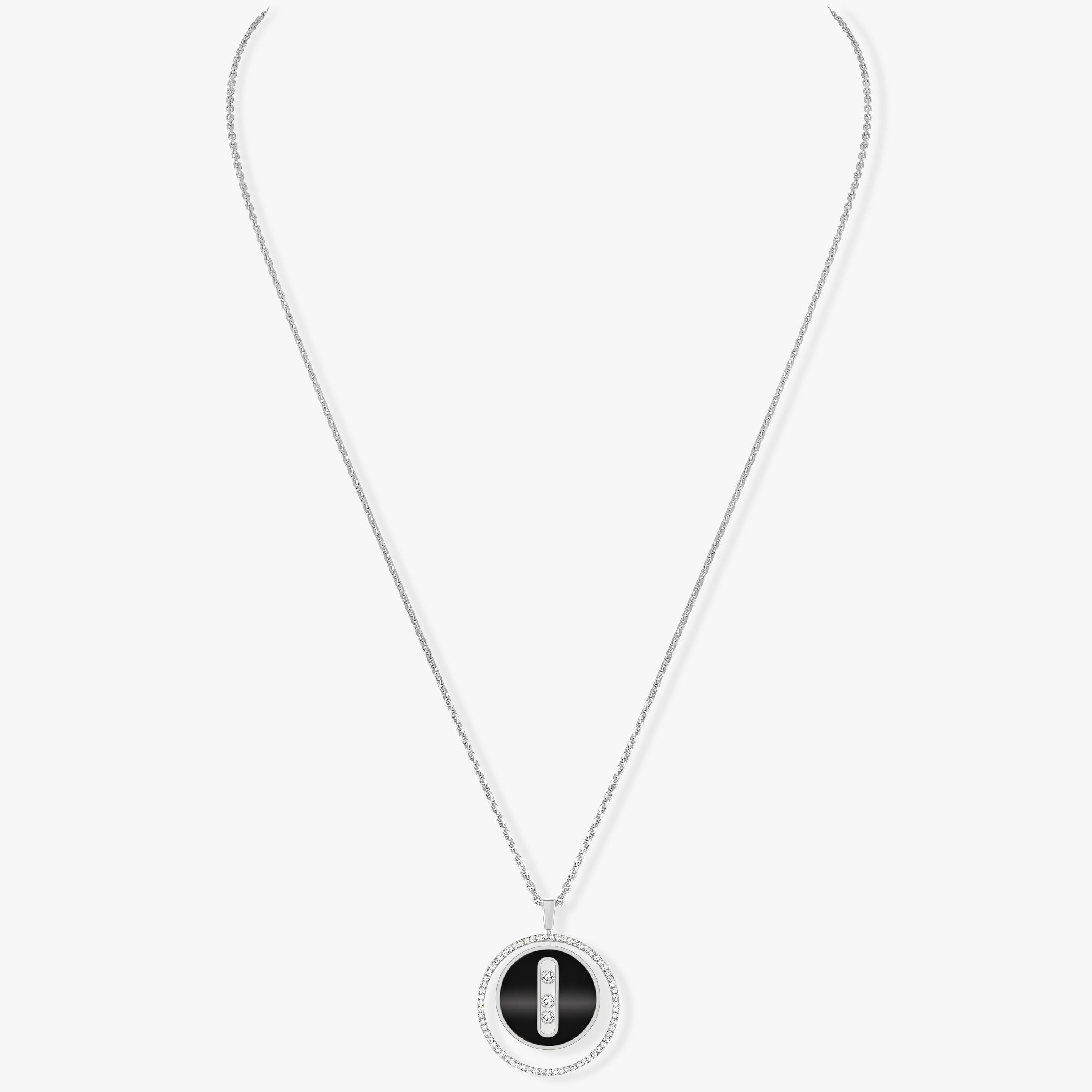 Necklace For Her White Gold Diamond Lucky Move MM Onyx White Gold 10838-WG