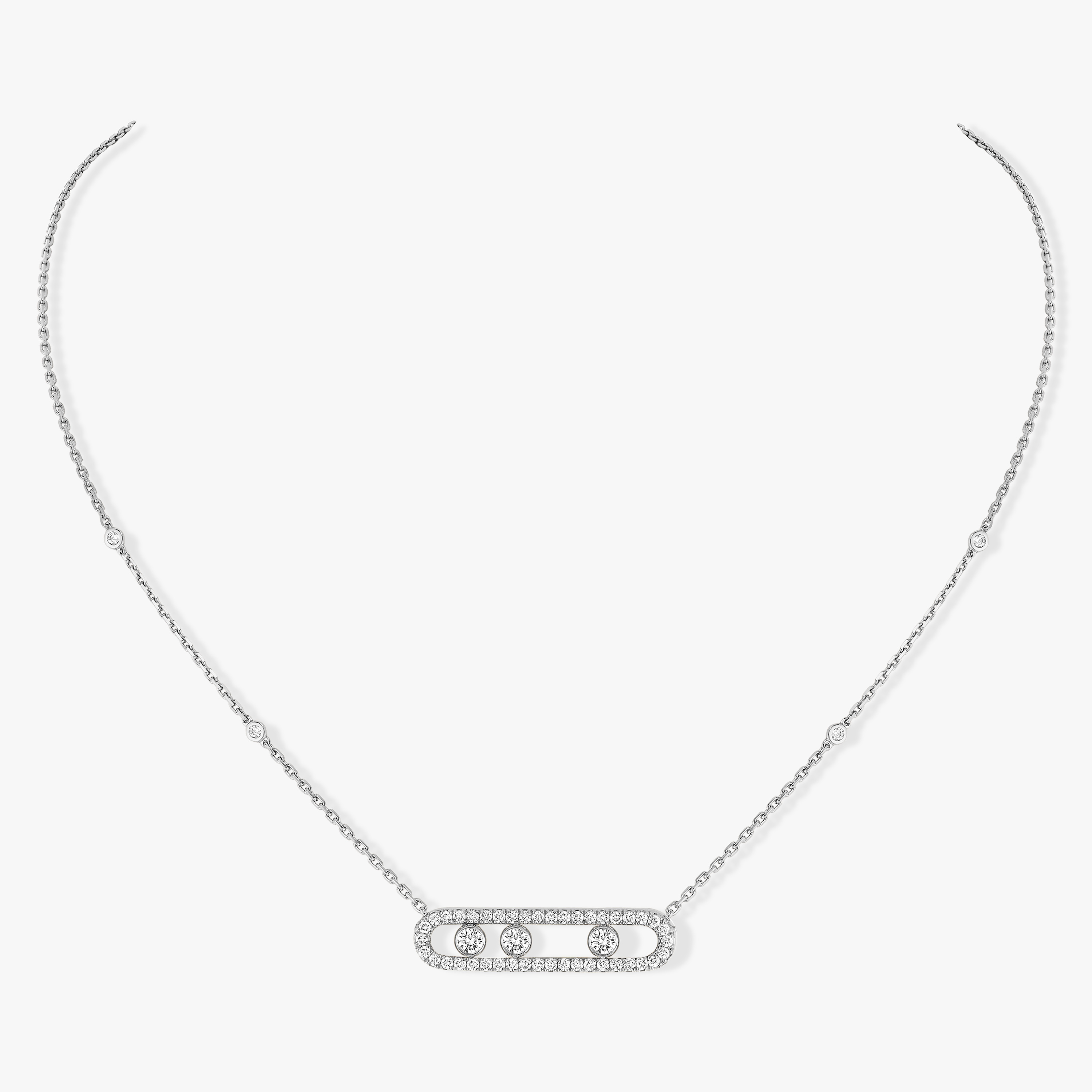 Necklace For Her White Gold Diamond Move Pavé 03994-WG