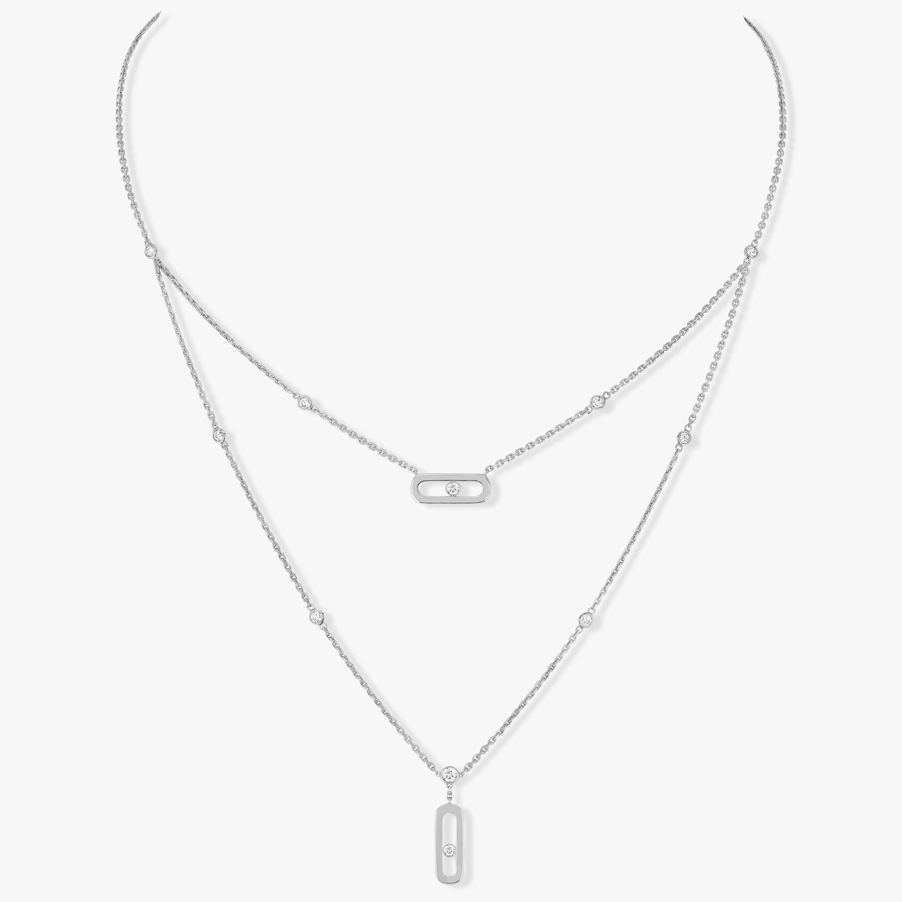 Necklace For Her White Gold Diamond Move Uno 2 Rows  08852-WG