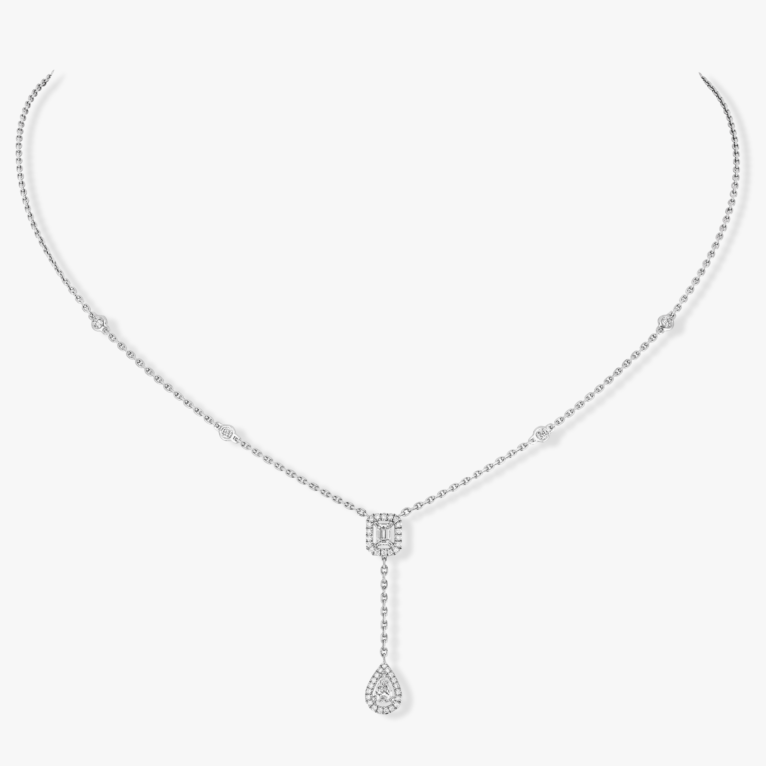 Collier Femme Or Blanc Diamant My Twin Cravate 0,10ct x2 06693-WG
