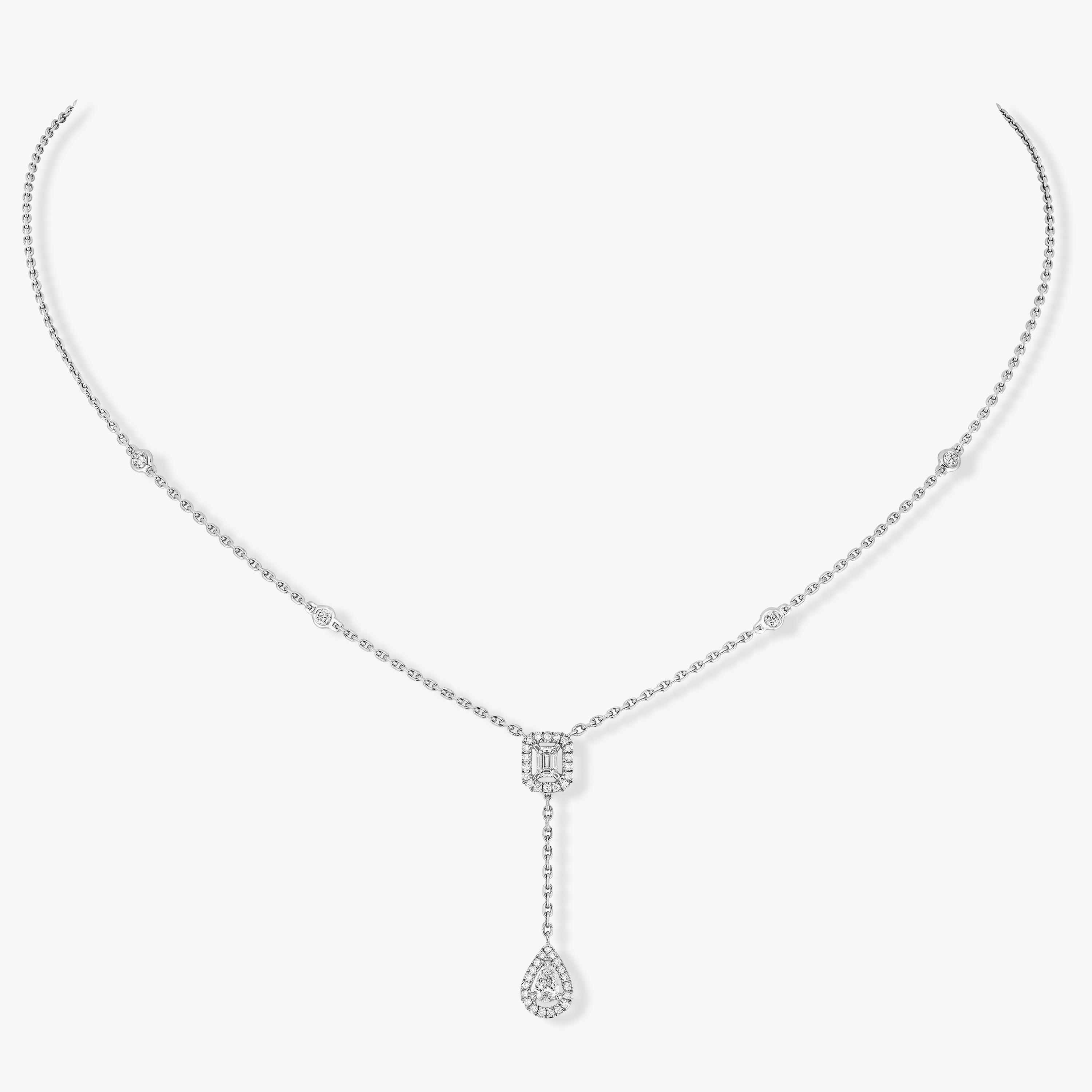 My Twin Tie 0.10ct x2 White Gold For Her Diamond Necklace 06693-WG