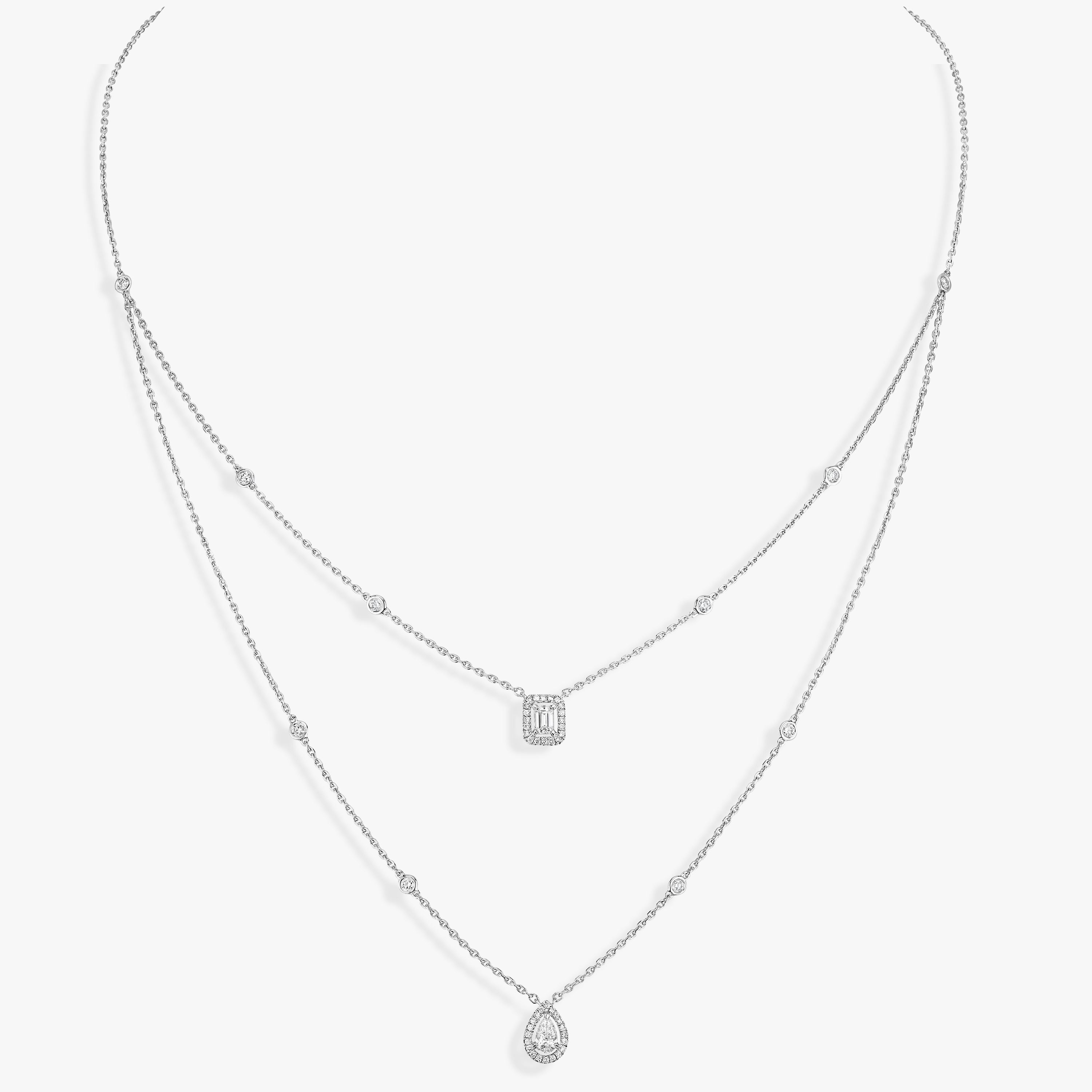 My Twin 2 Rows White Gold For Her Diamond Necklace 06506-WG