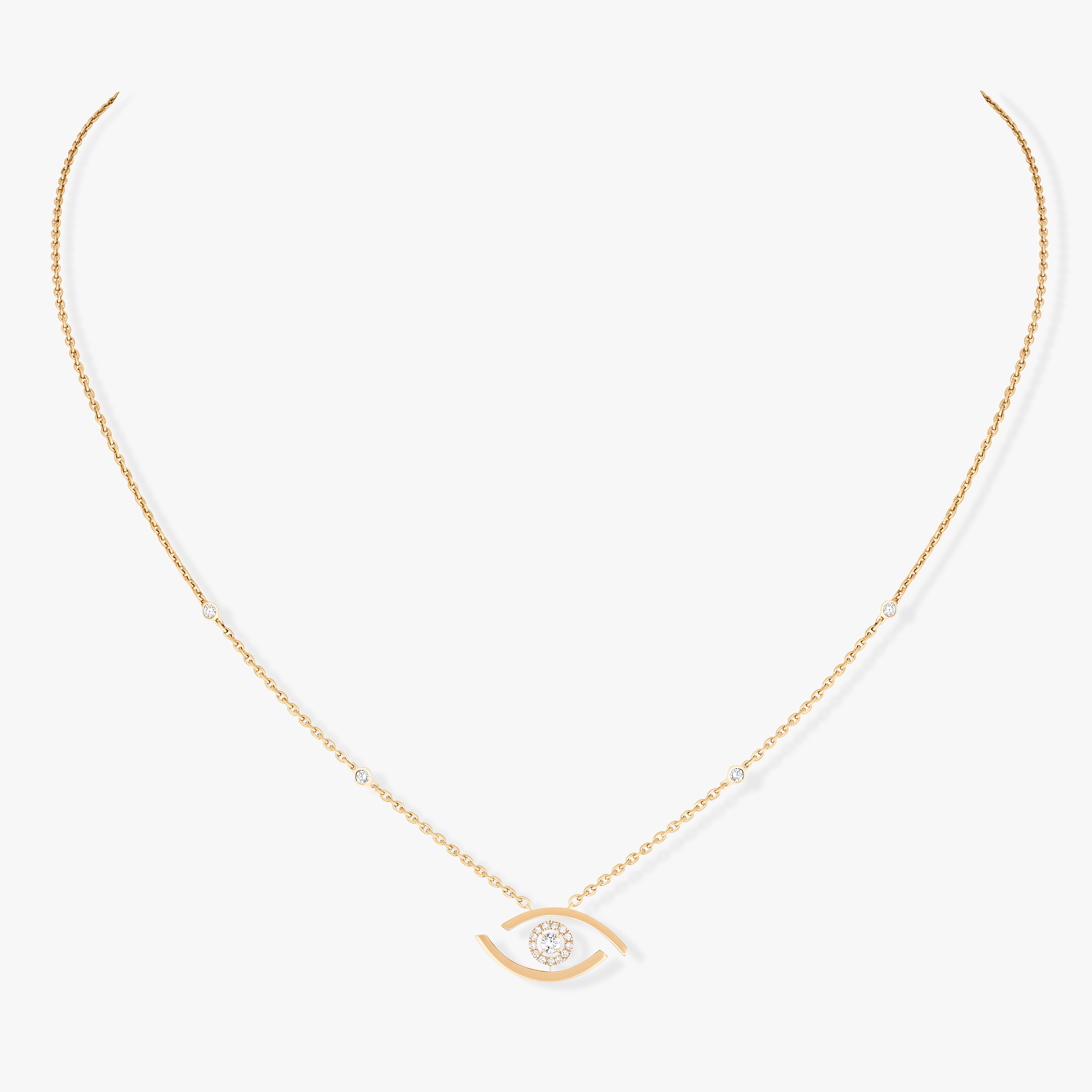 Necklace For Her Yellow Gold Diamond Lucky Eye 07524-YG