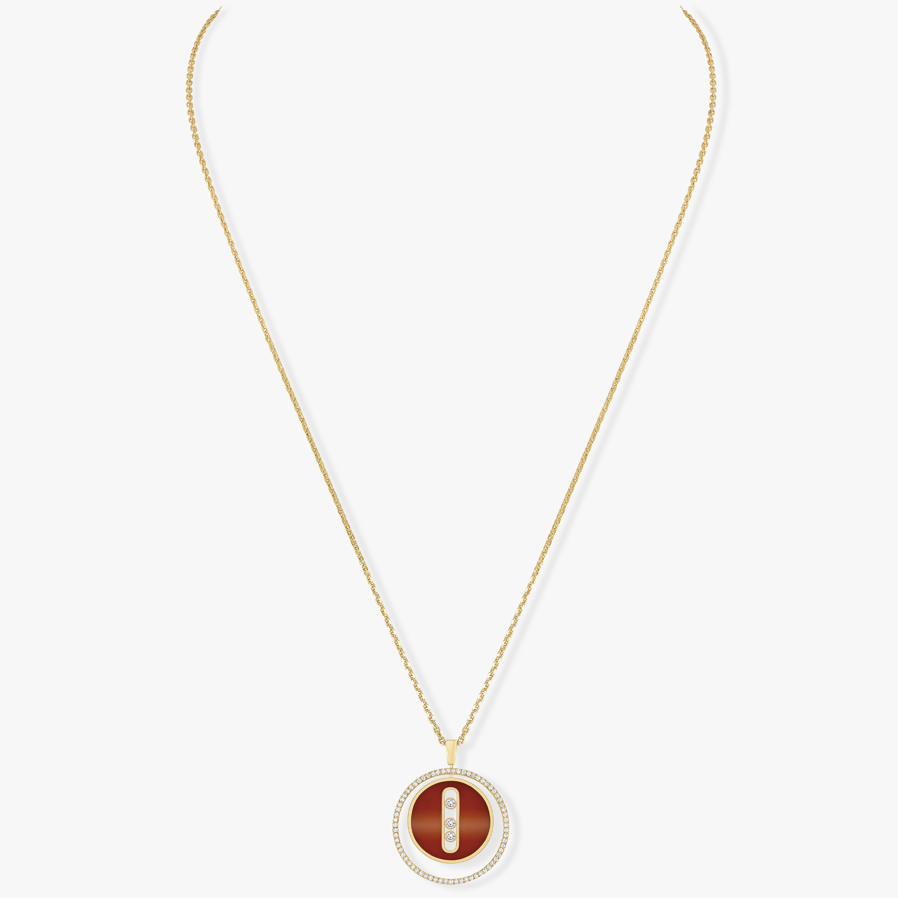 Carnelian Lucky Move MM Yellow Gold For Her Diamond Necklace 10841-YG