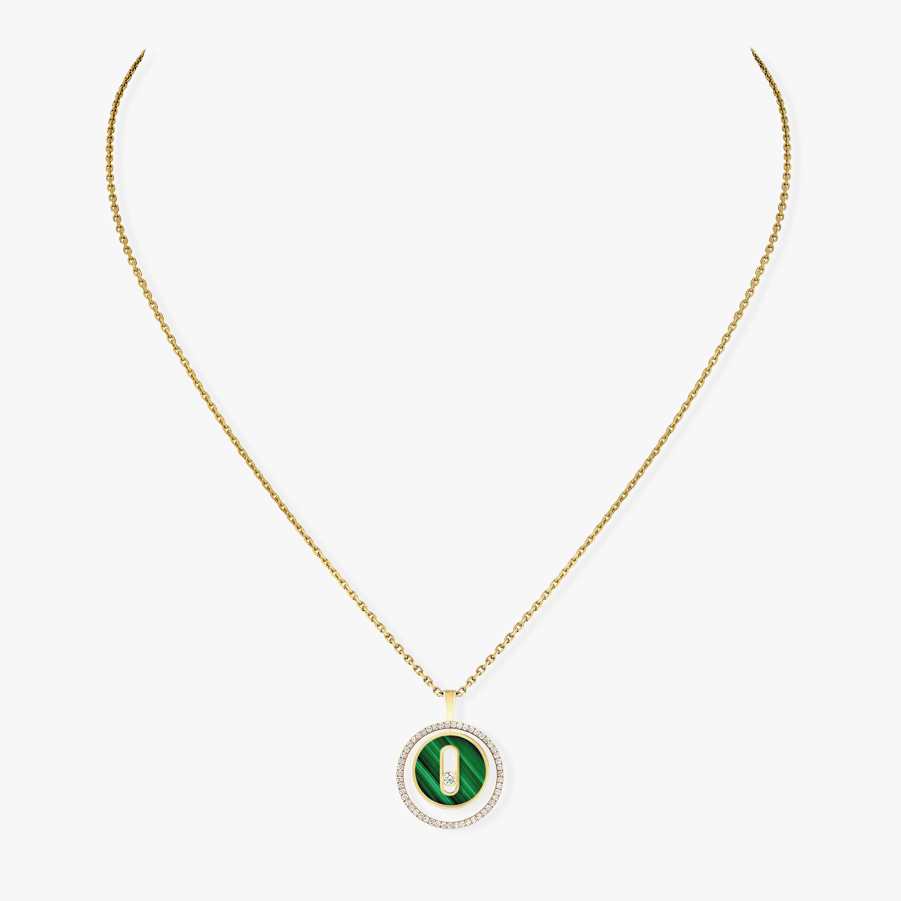 Lucky Move SM Malachite Necklace Yellow Gold For Her Diamond Necklace 11585-YG