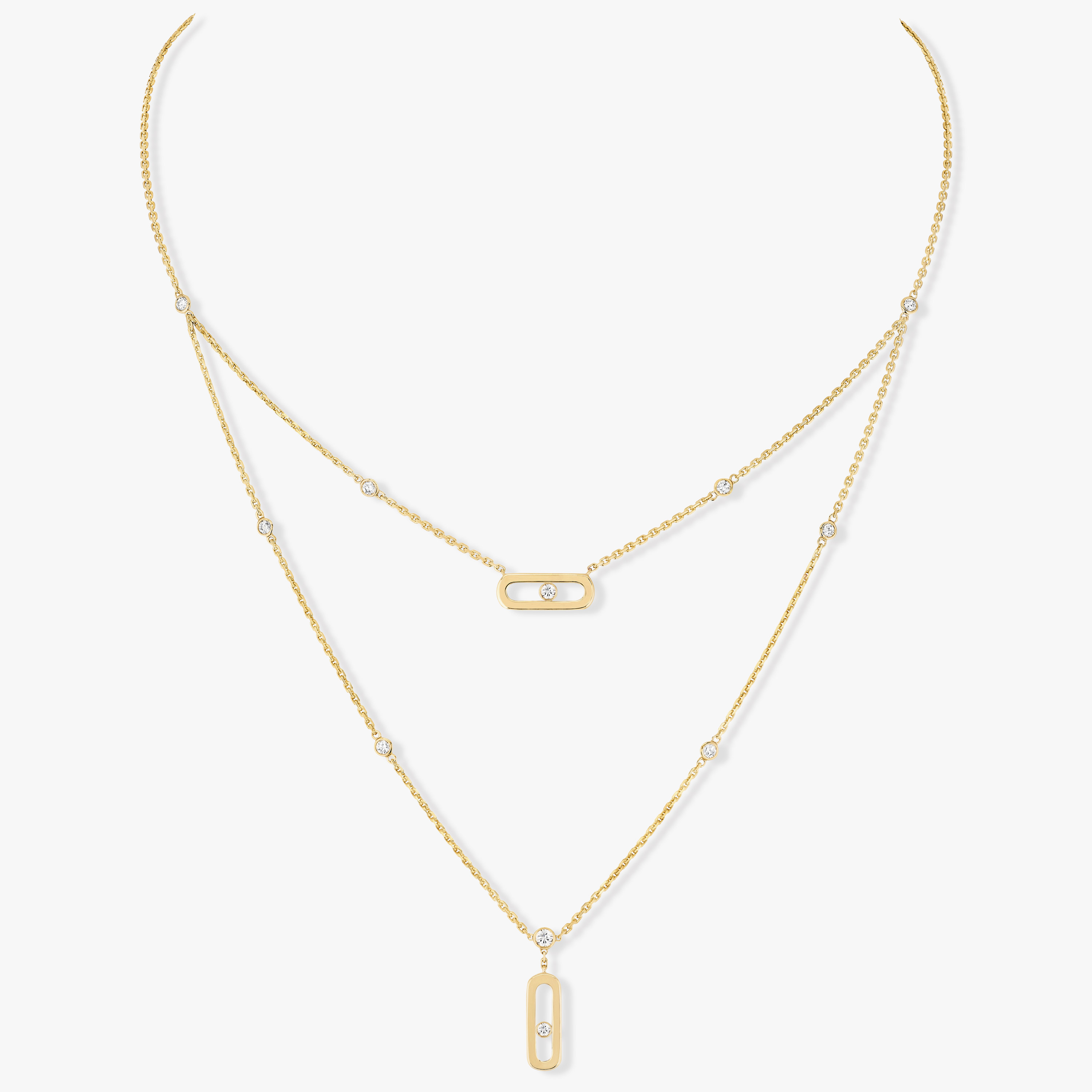 Move Uno 2 Rows  Yellow Gold For Her Diamond Necklace 08852-YG