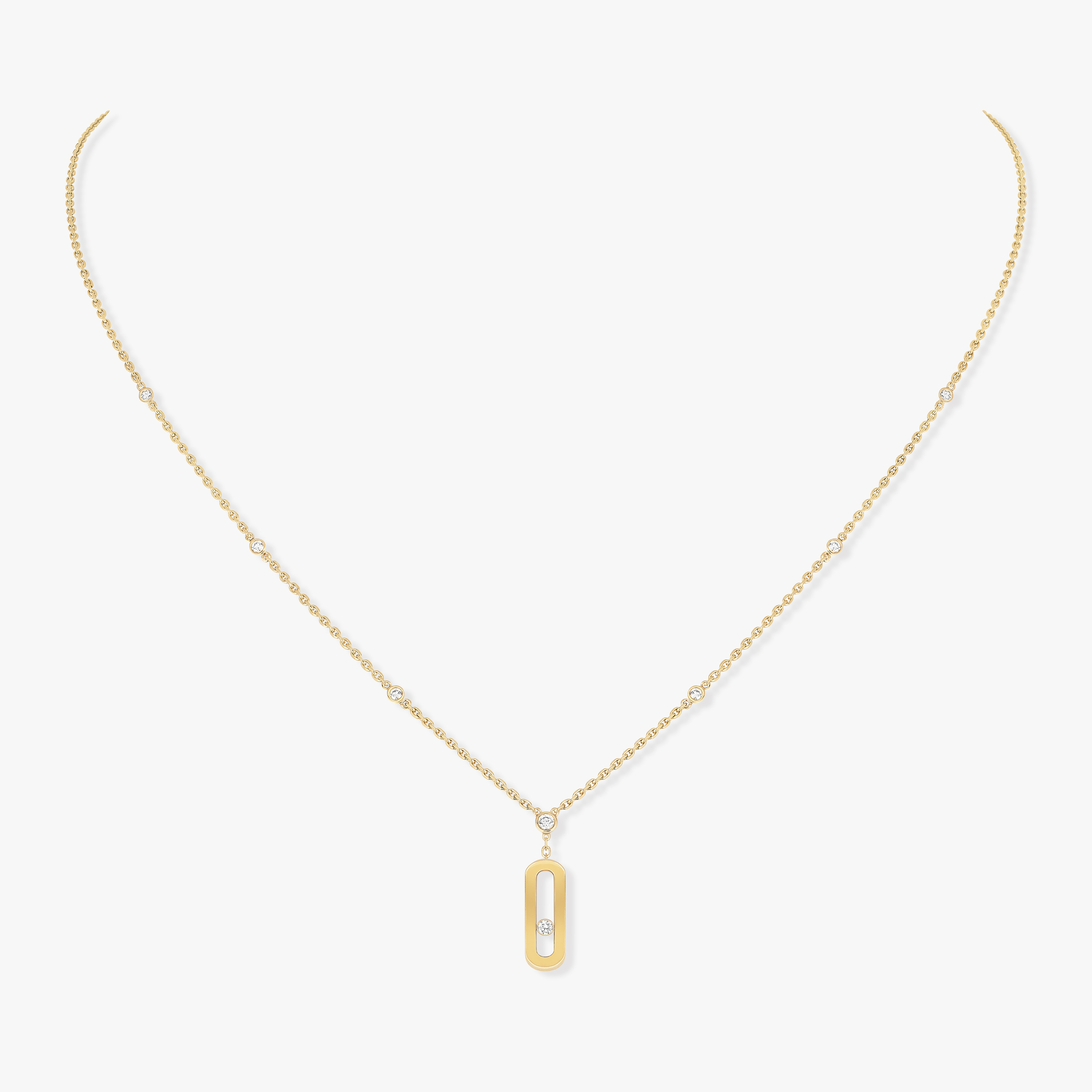 Long Move Uno Yellow Gold For Her Diamond Necklace 10111-YG