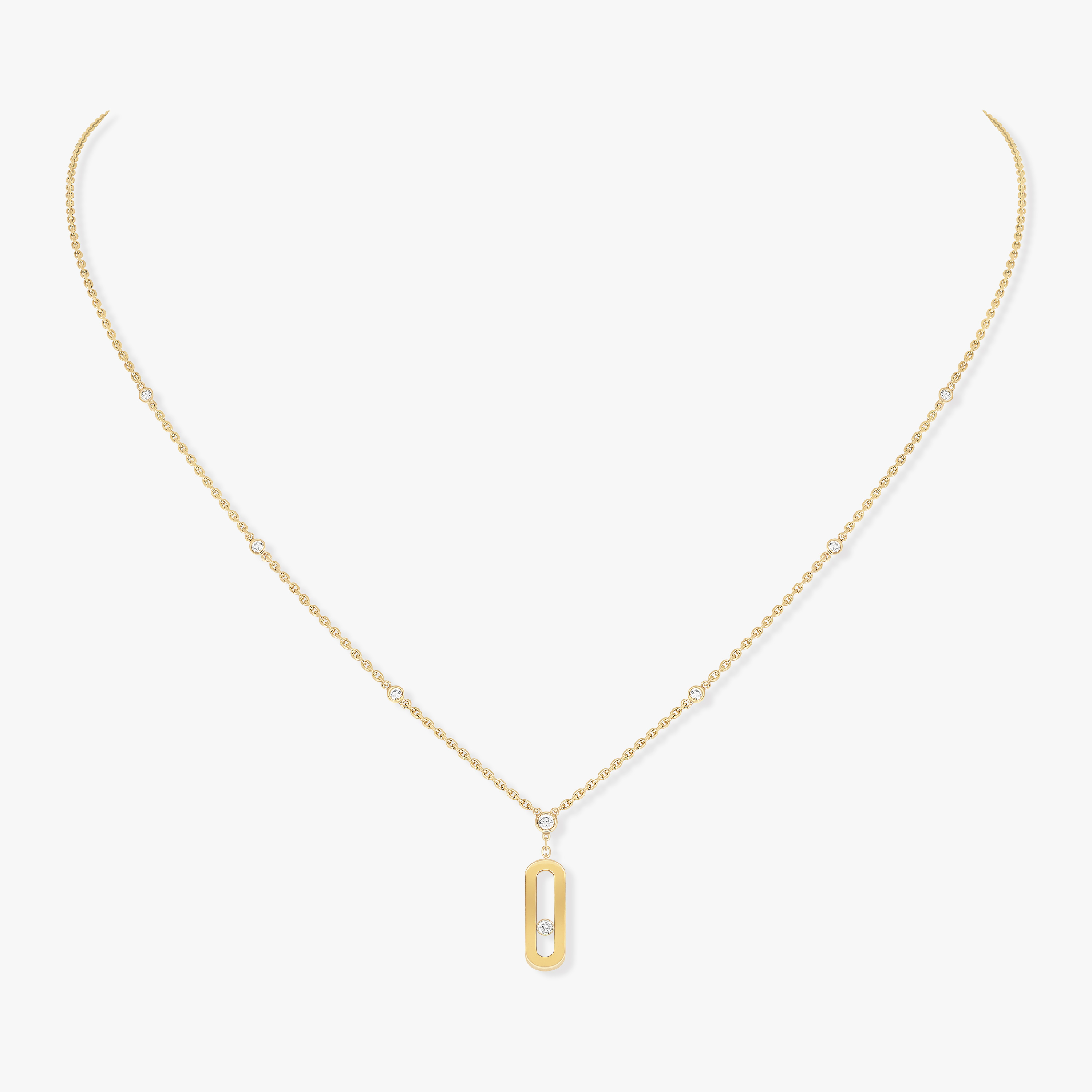 Move Uno Long Necklace  Yellow Gold For Her Diamond Necklace 10111-YG