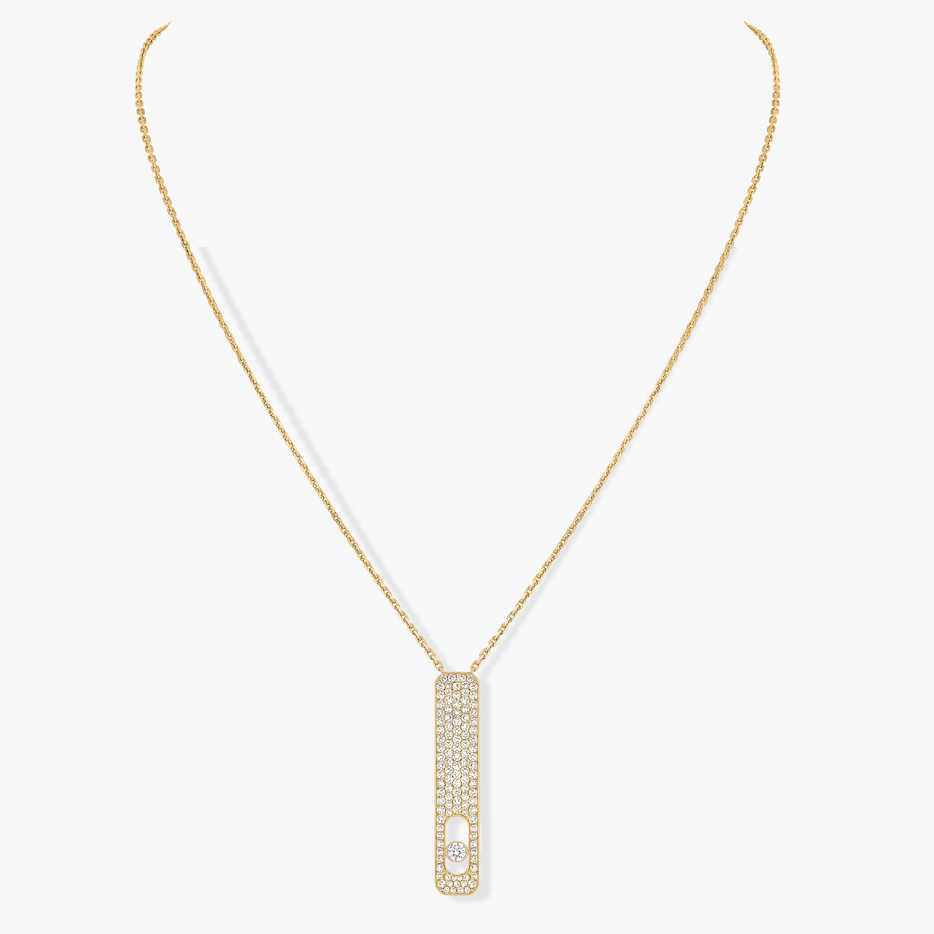 Yellow Gold Diamond Pavé Necklace My First Diamond | Messika 10131-YG