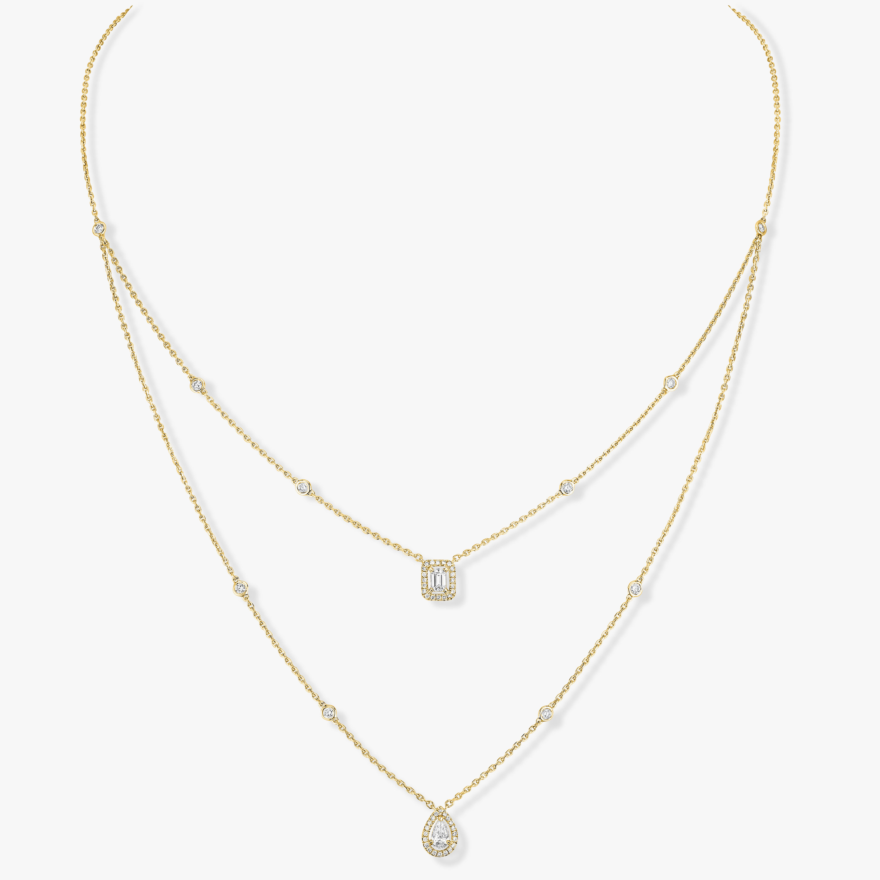 Yellow Gold Diamond Necklace My Twin 2 Rows | Messika 06506-YG