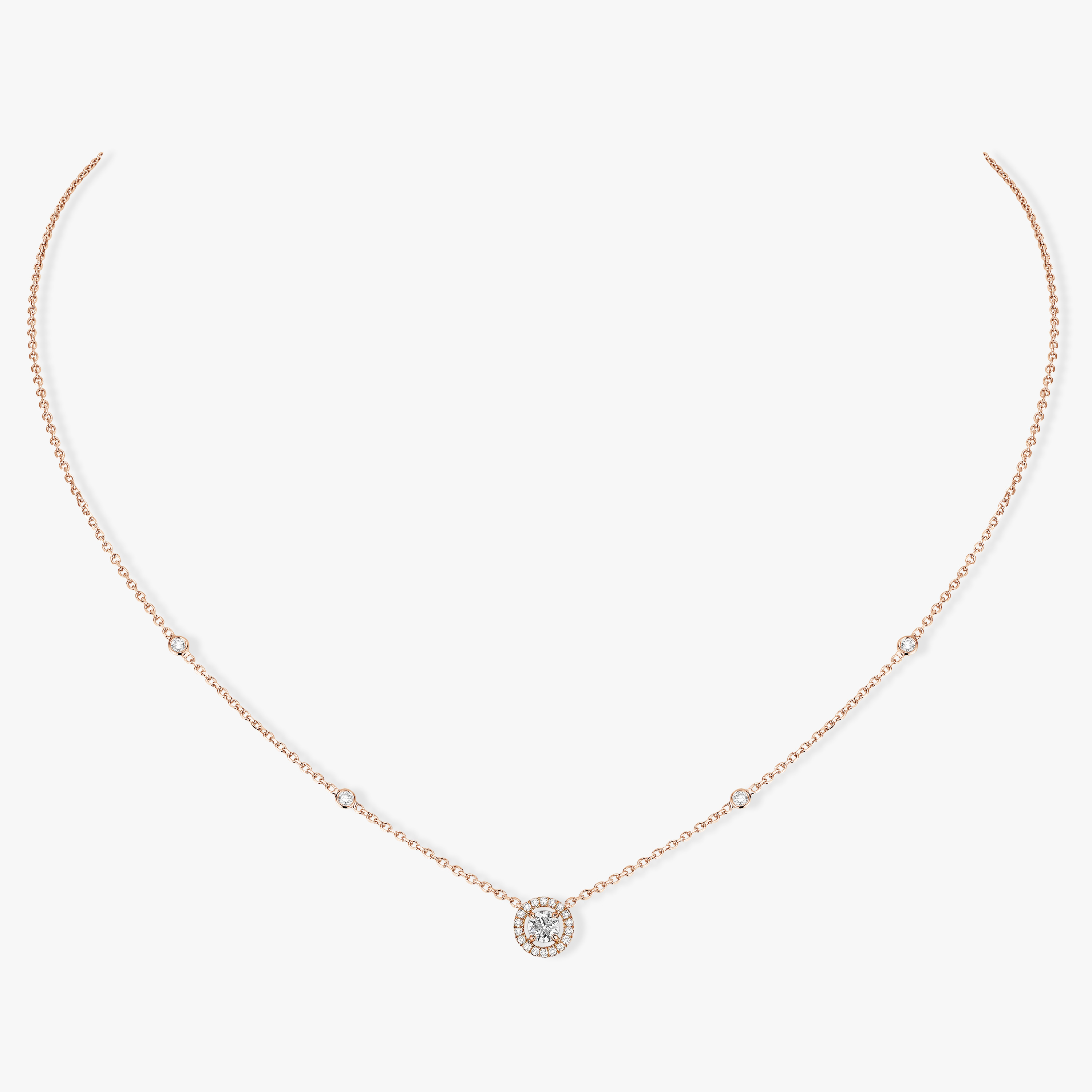 Joy Round Diamond 0.20ct Pink Gold For Her Diamond Necklace 04281-PG
