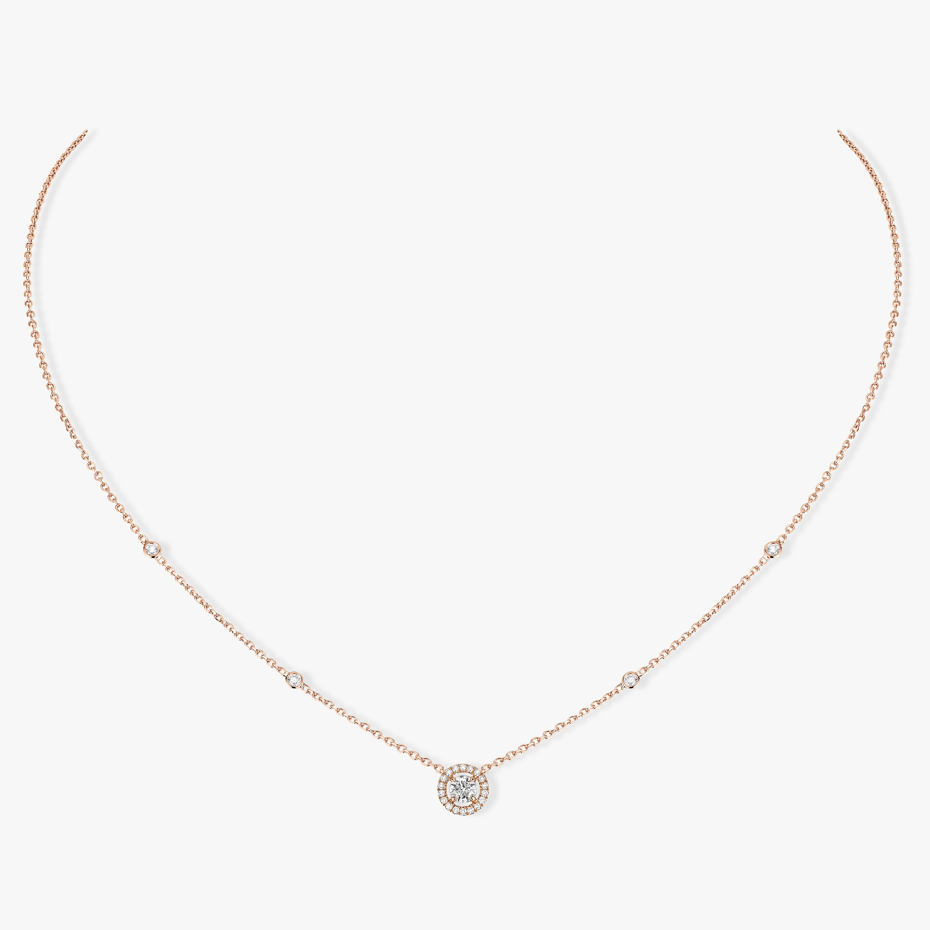 Joy Round Diamond 0.20ct Pink Gold For Her Diamond Necklace 04281-PG