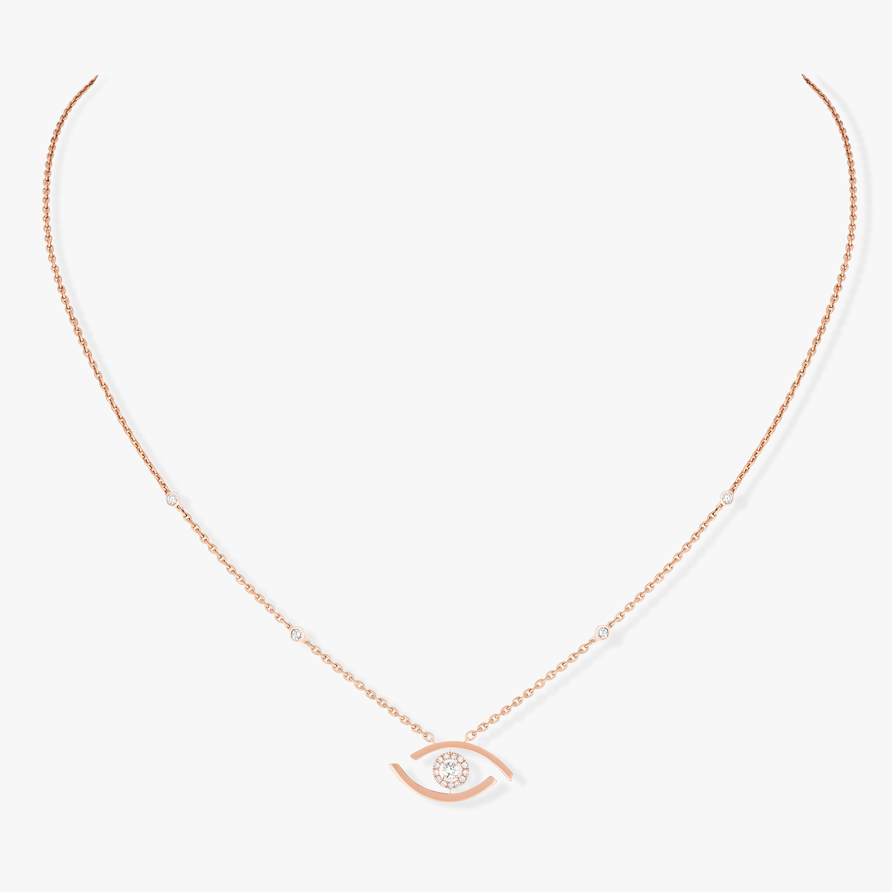 Necklace For Her Pink Gold Diamond Lucky Eye 07524-PG