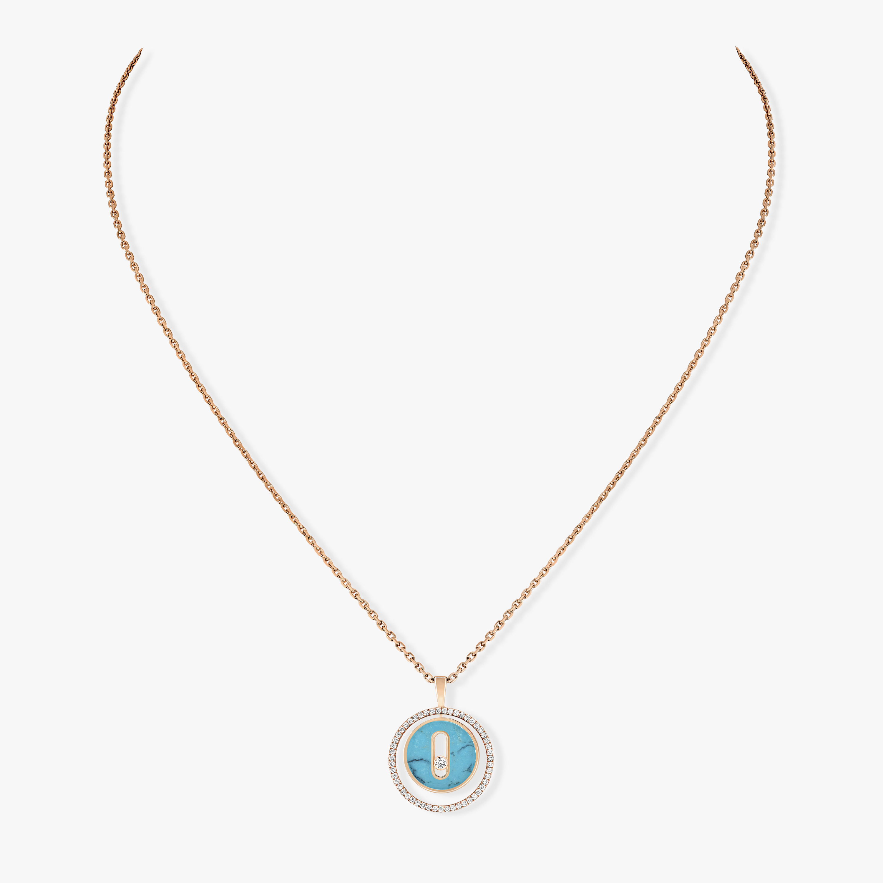 Turquoise Lucky Move SM Necklace Pink Gold For Her Diamond Necklace 11649-PG