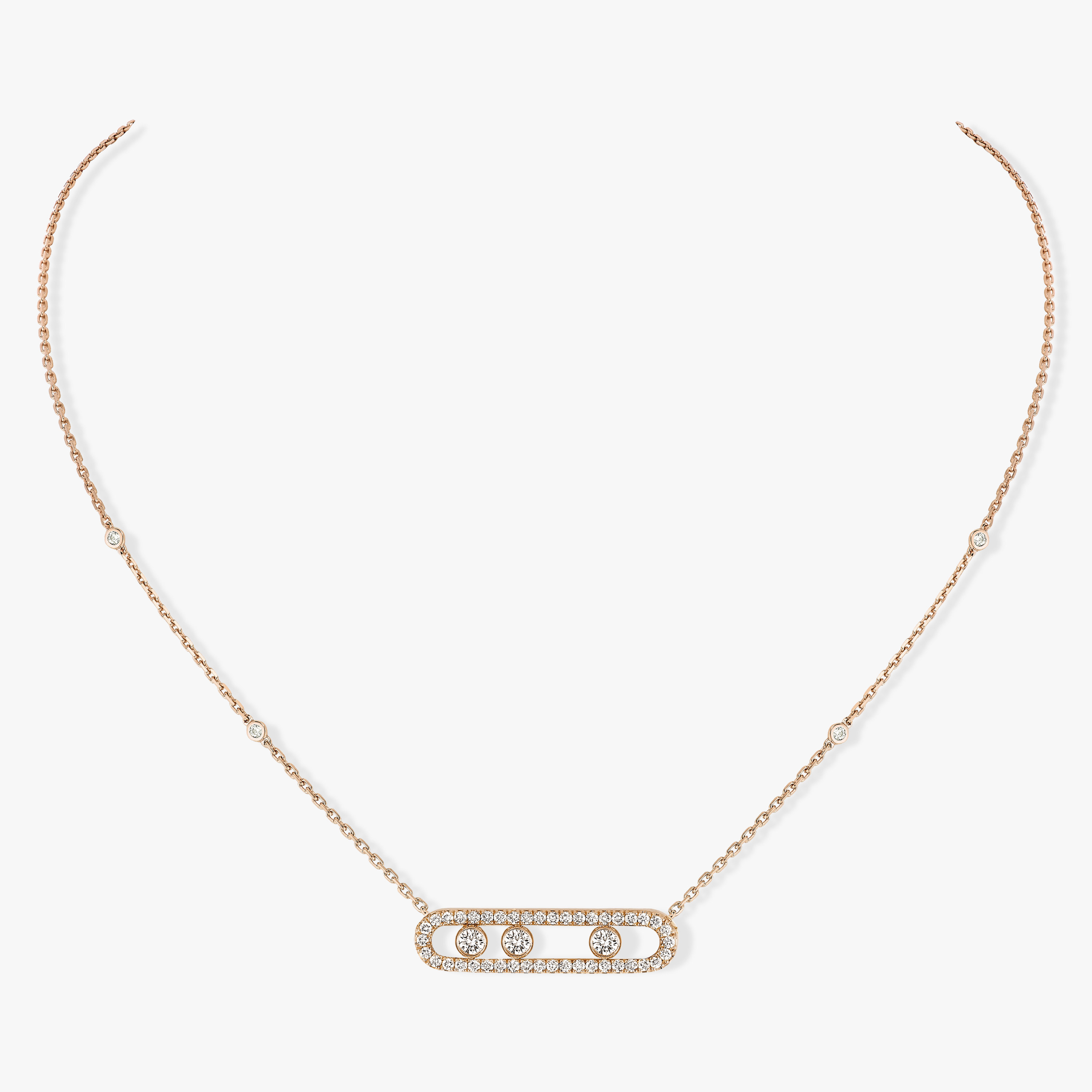 Necklace For Her Pink Gold Diamond Move Pavé 03994-PG