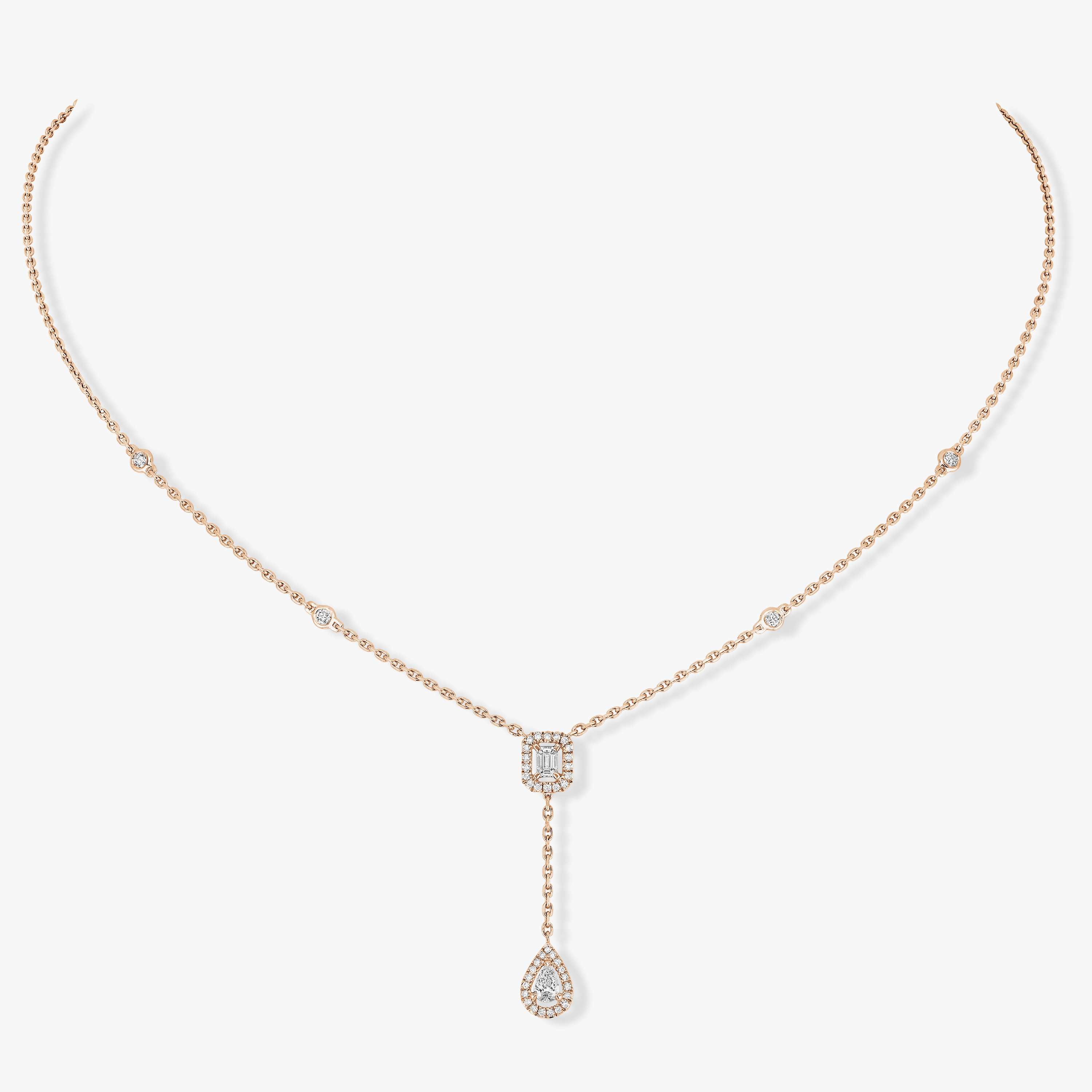 Necklace For Her Pink Gold Diamond My Twin Tie 0.10ct x2 06693-PG