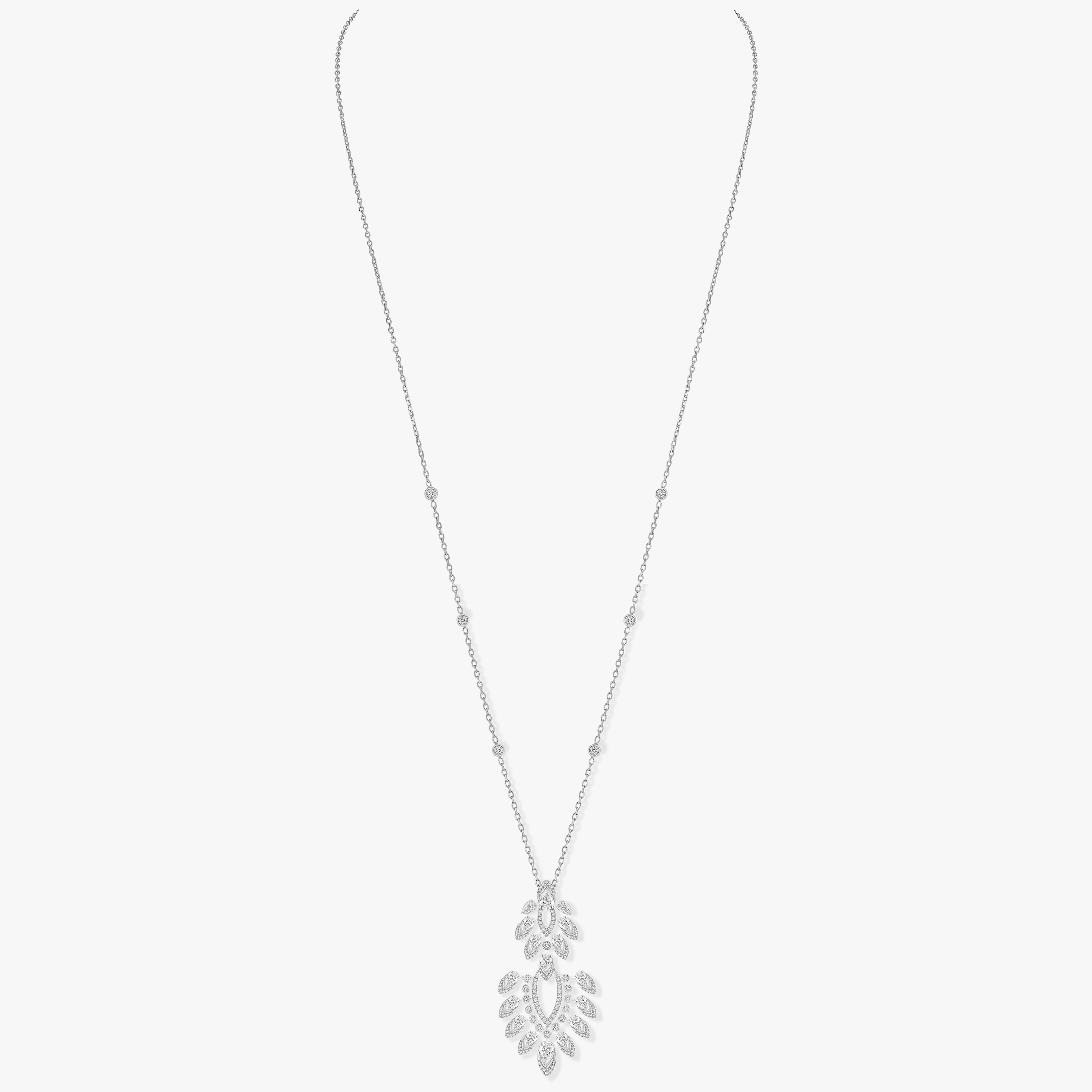 Necklace For Her White Gold Diamond Desert Bloom Long Necklace 07358-WG