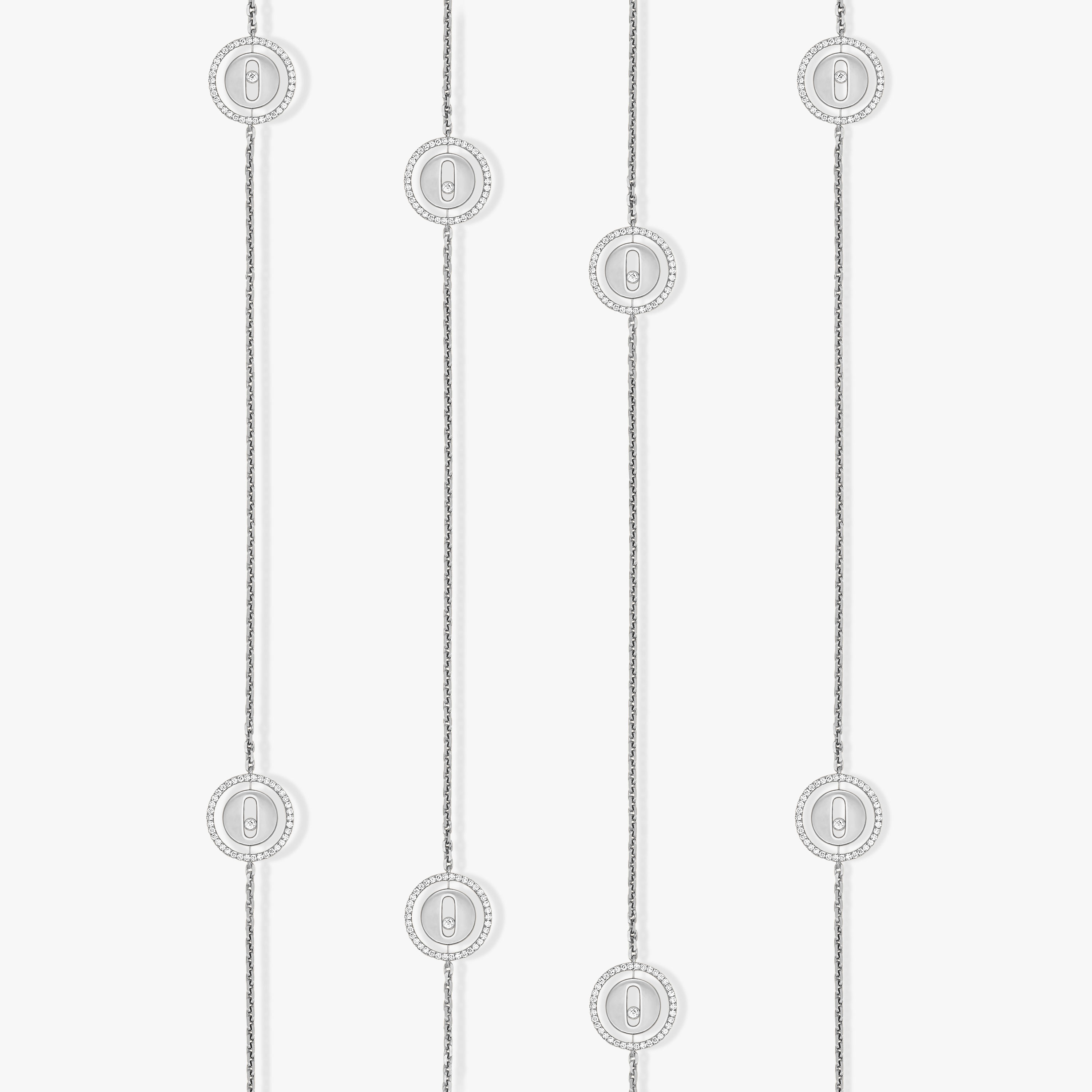 Lucky Move Long Necklace White Gold For Her Diamond Necklace 11370-WG