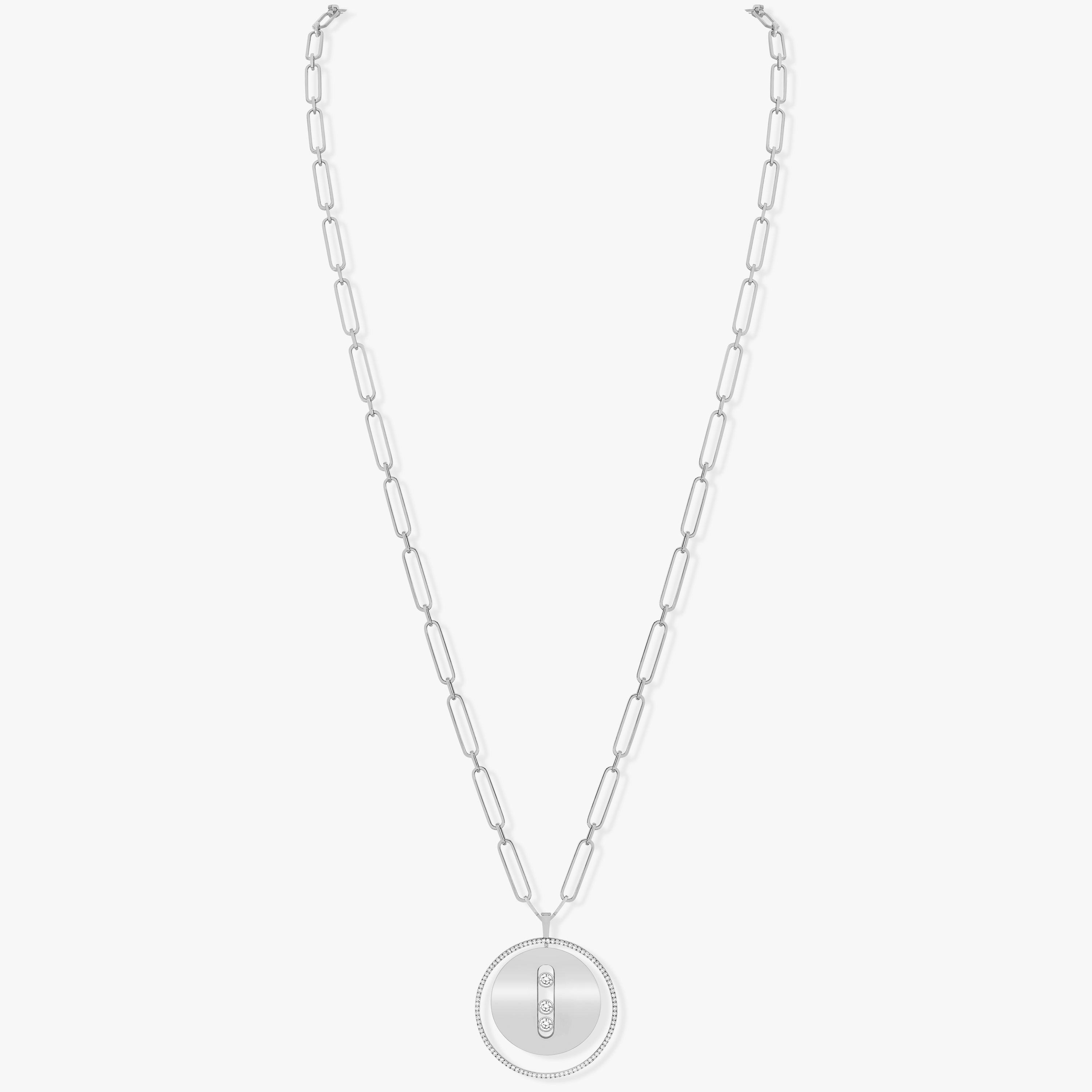 Lucky Move Long Necklace LM White Gold For Her Diamond Necklace 10126-WG