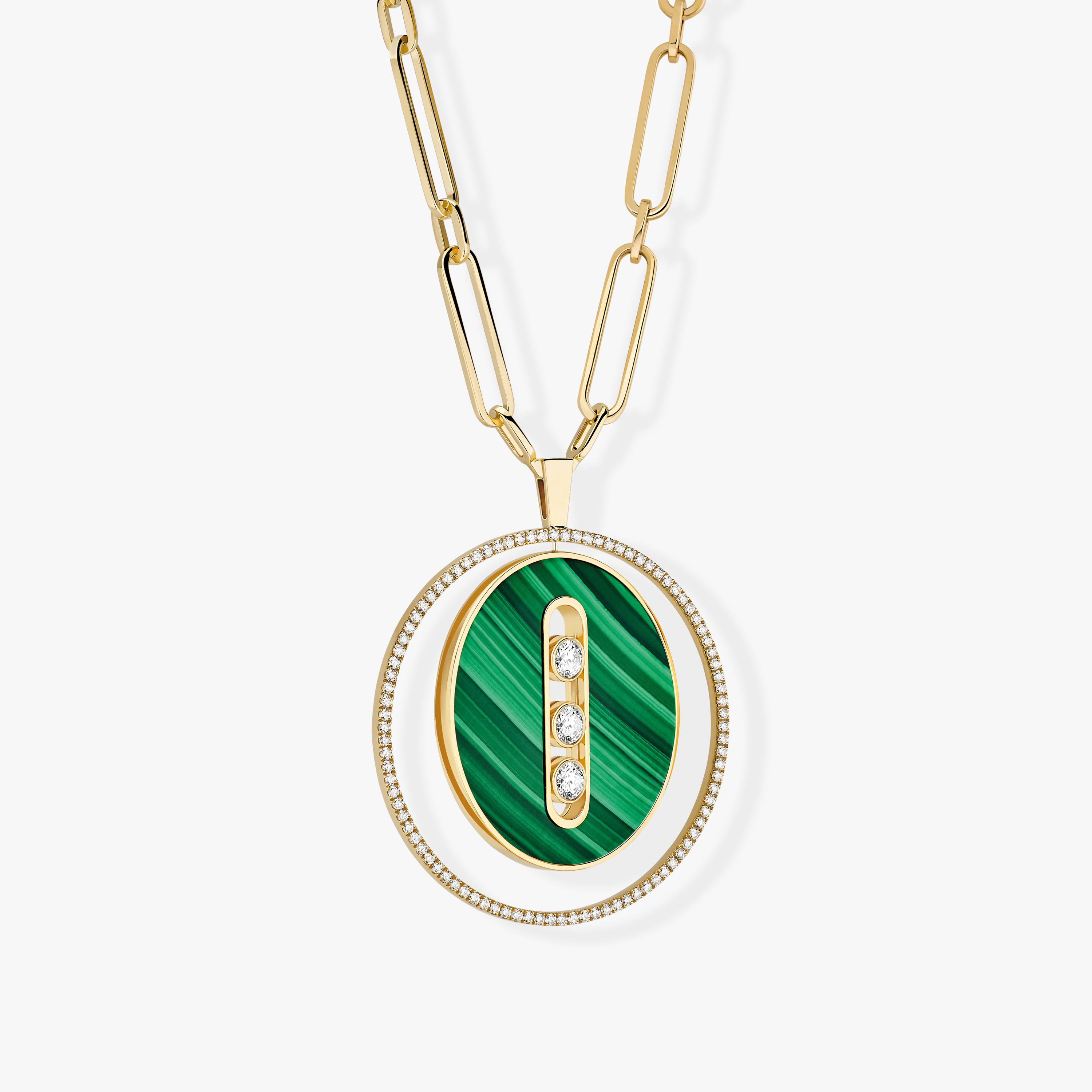 Malachite Lucky Move Long Necklace LM Yellow Gold For Her Diamond Necklace 11273-YG