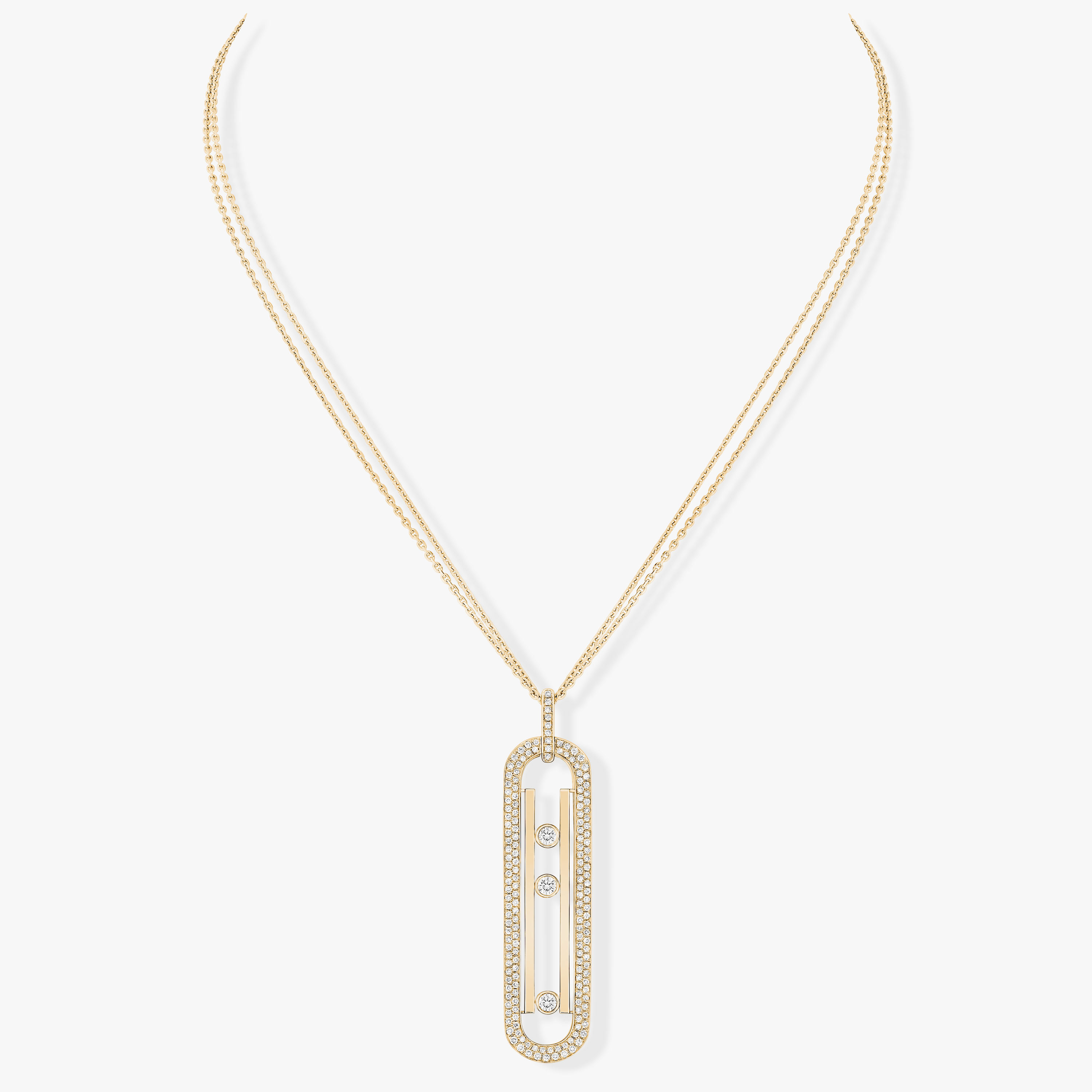 Move 10th anniversary Long Lenght Necklace Yellow Gold For Her Diamond Necklace 07228-YG