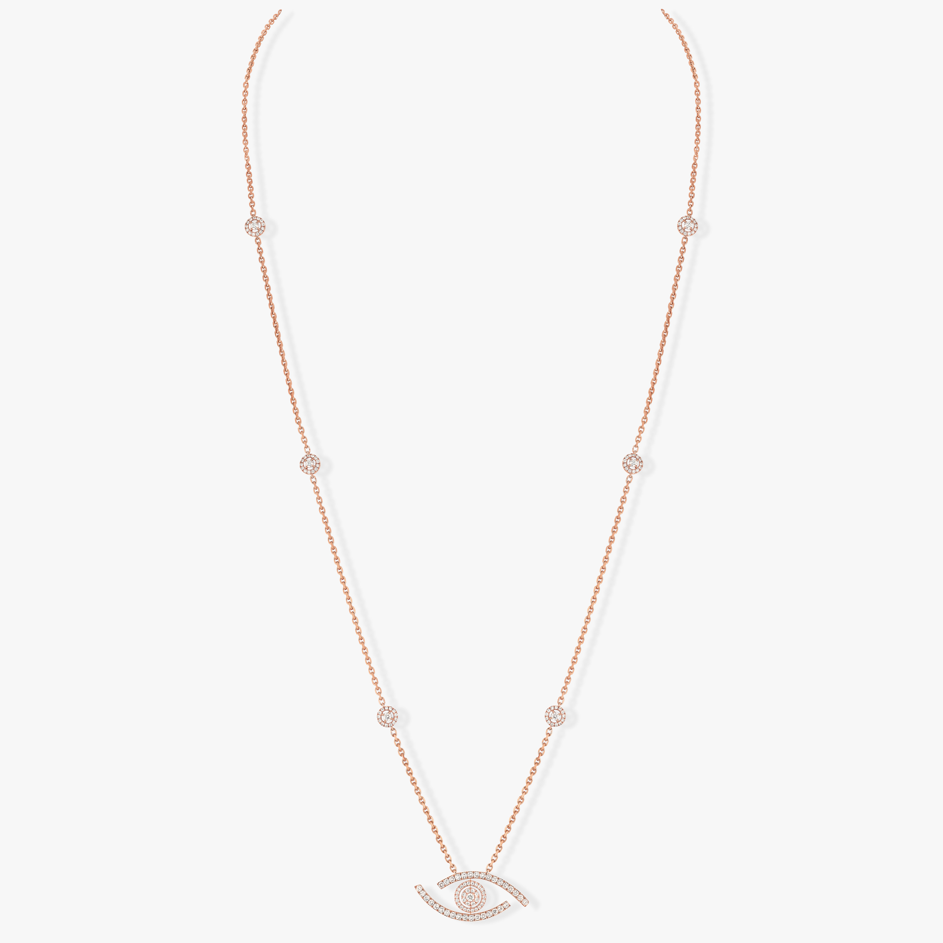 Necklace For Her Pink Gold Diamond Lucky Eye Diamond Pavé Long Necklace 11570-PG