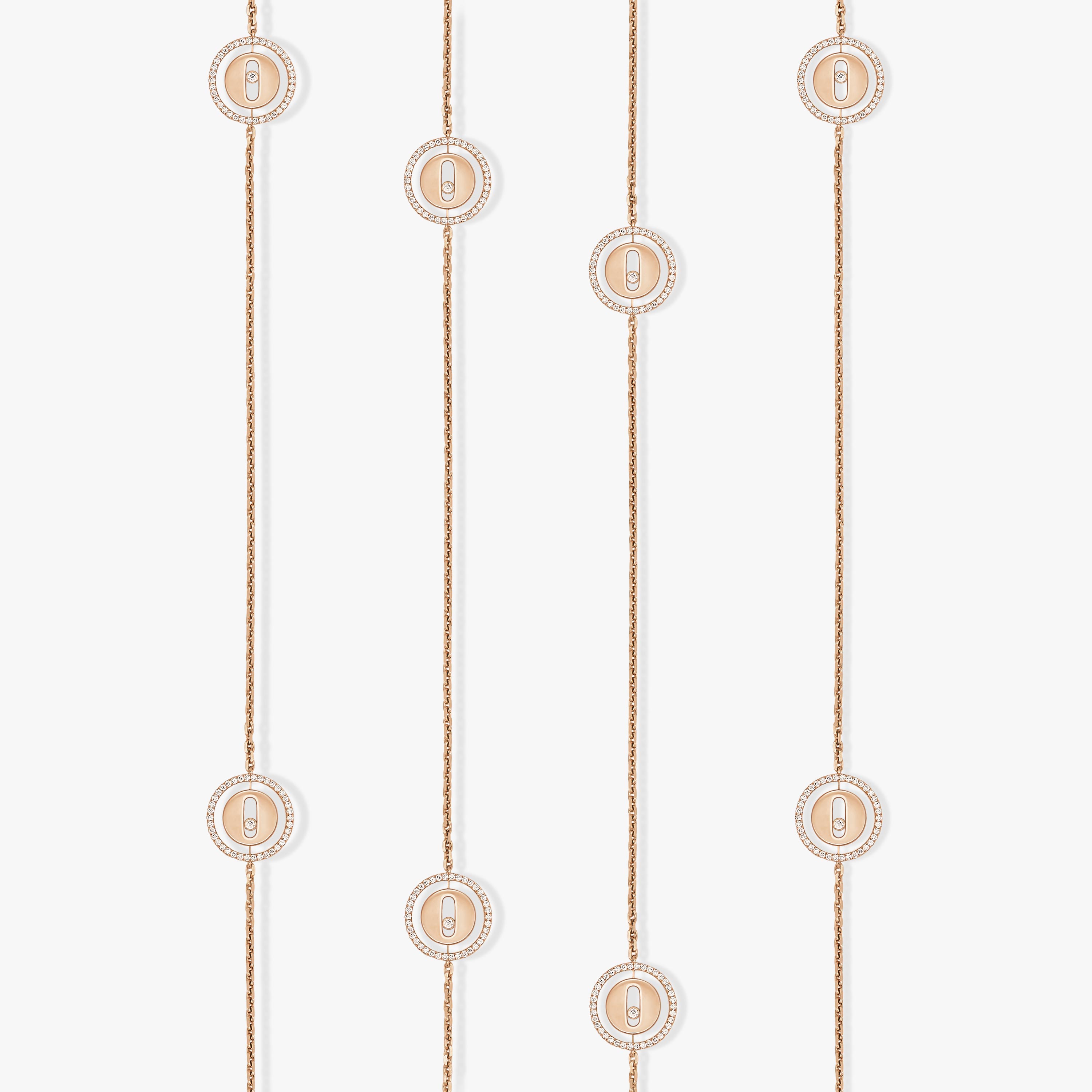 Lucky Move Long Necklace Pink Gold For Her Diamond Necklace 11370-PG