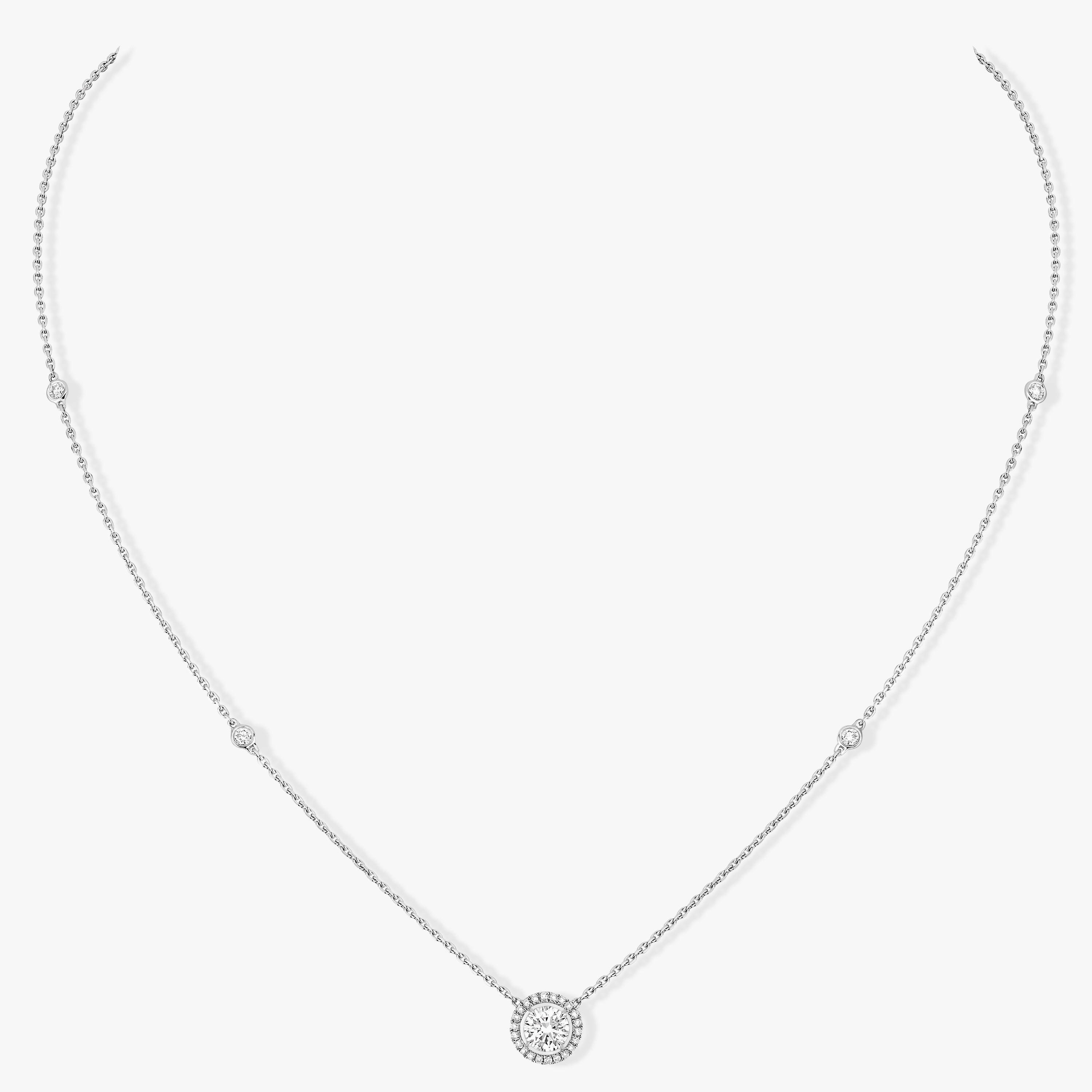 Collier Femme Or Blanc Diamant Solitaire M-Love Brillant 08611-WG