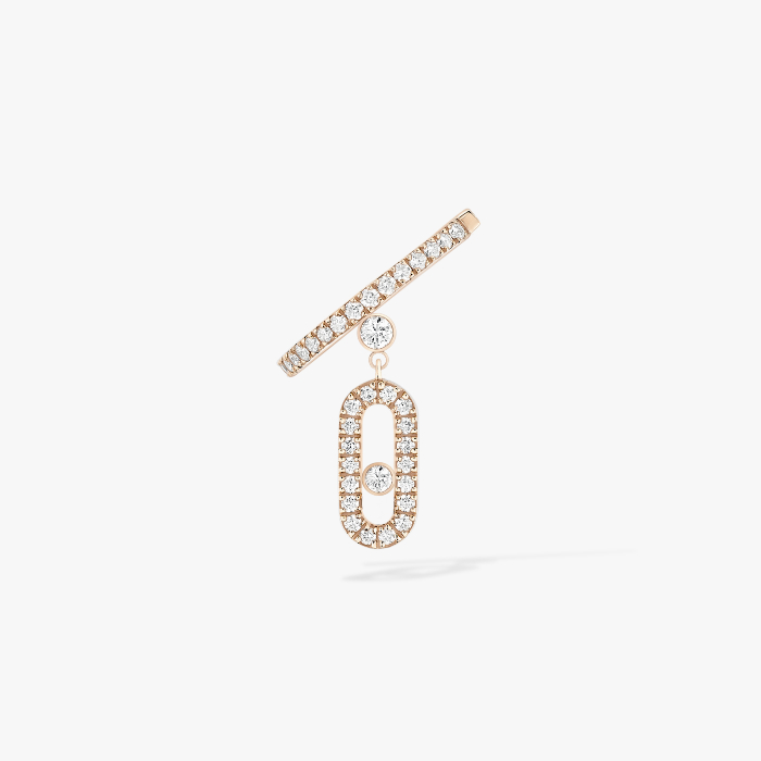 Move Uno Single Clip Pavé Drop Pendant Pink Gold For Her Diamond Earrings 11162-PG