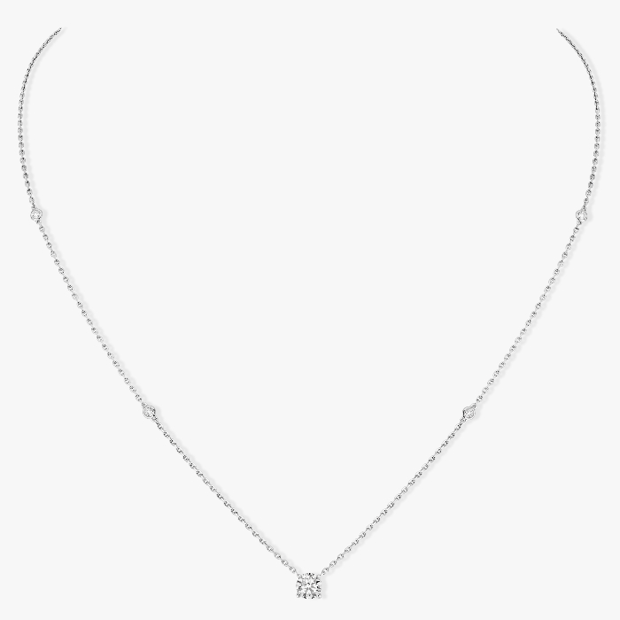 Collier Femme Or Blanc Diamant Solitaire Brillant 0,25ct G/VS 08647-WG