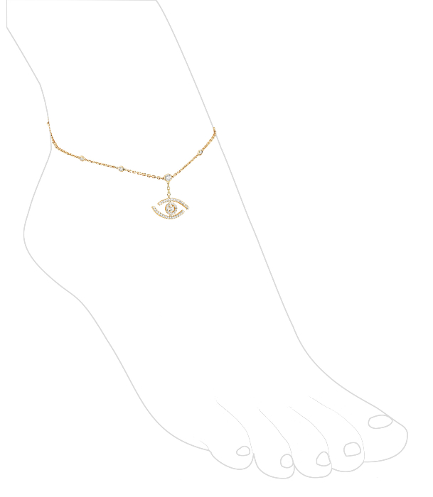 Lucky Eye Diamond Pavé Ankle Bracelet Yellow Gold For Her Diamond Bracelet 11634-YG