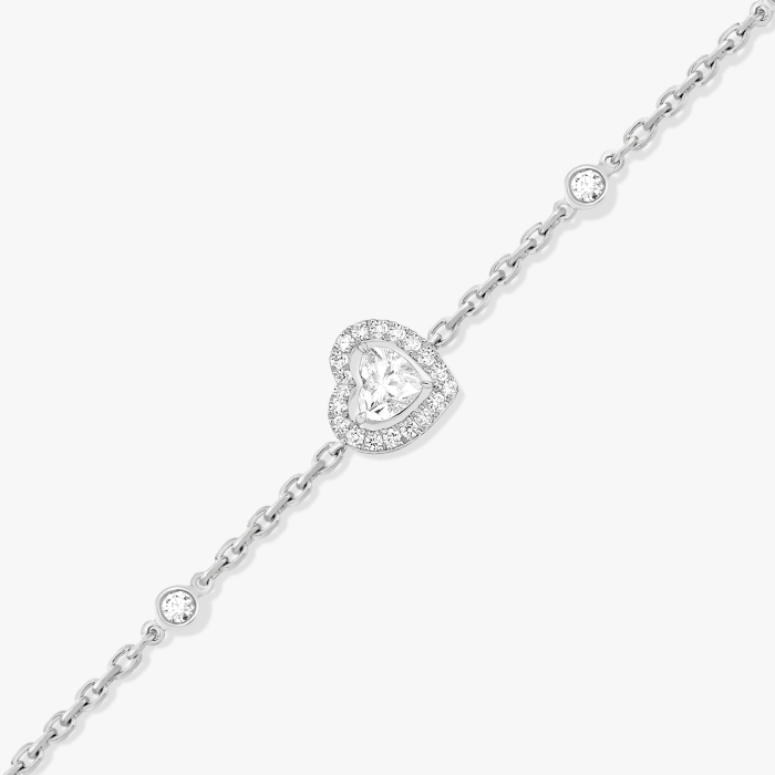 Bracelet Femme Or Blanc Diamant Bracelet Joy diamant cœur 0,15ct 12069-WG