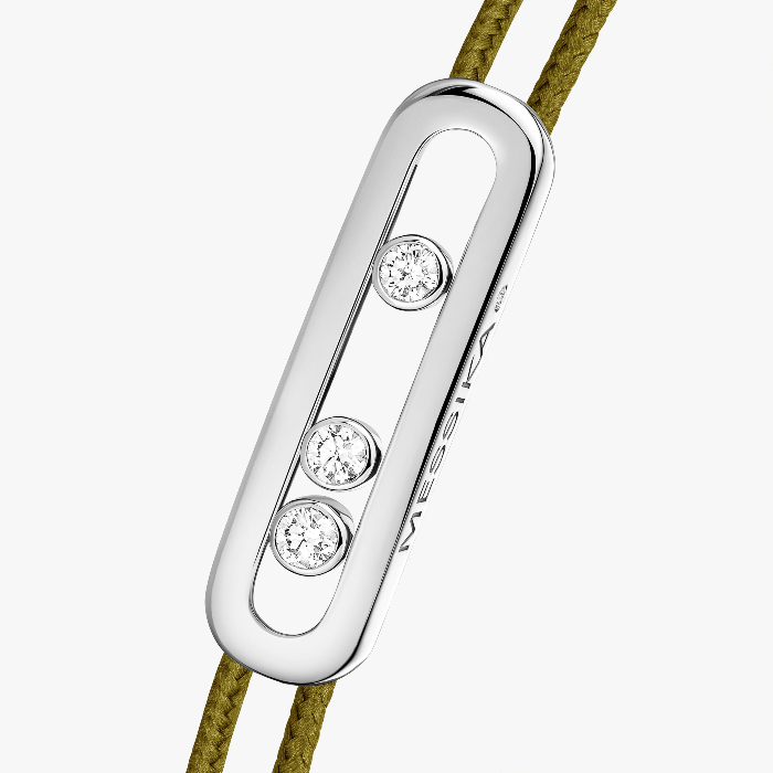 Messika CARE(S) Khaki Cord Bracelet White Gold For Her Diamond Bracelet 14097-WG
