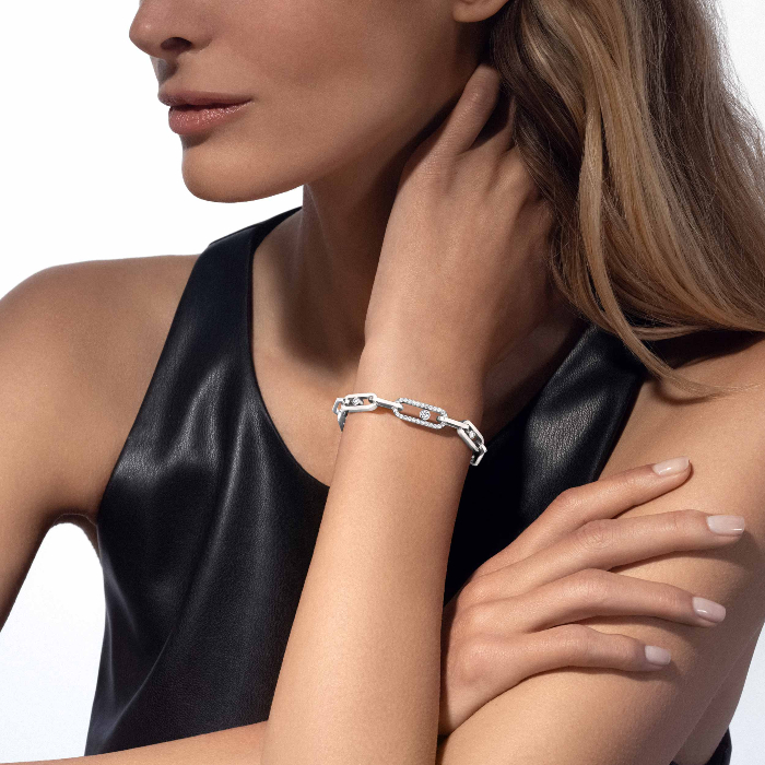 Bracelet Femme Or Blanc Diamant Move Link 12576-WG