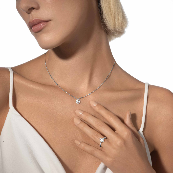 Collier Femme Or Blanc Diamant Joy Diamant Poire 0,25ct 05224-WG
