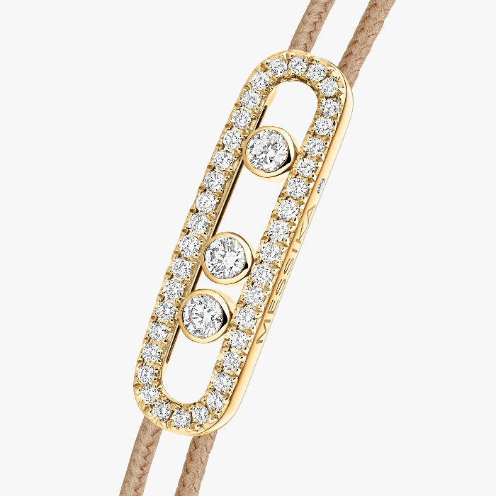 Messika CARE(S) Beige Pavé Cord Bracelet Yellow Gold For Her Diamond Bracelet 14102-YG