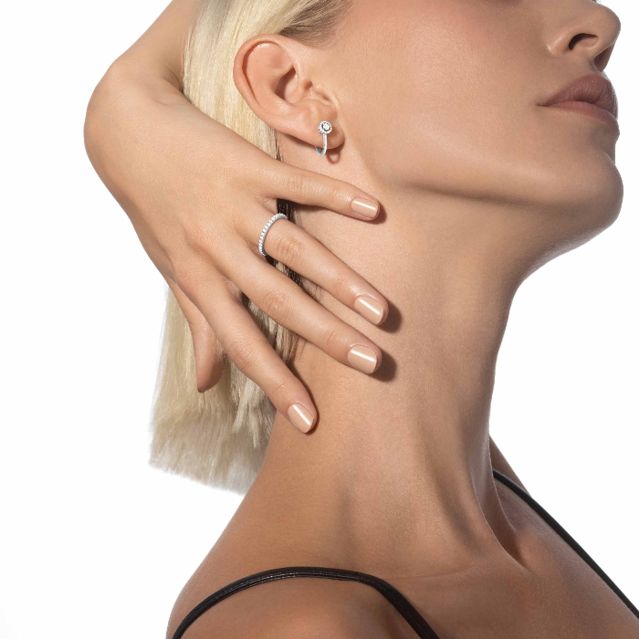 Joy Hoop Earrings Round Diamonds 2x0.10ct White Gold For Her Diamond Earrings 07482-WG